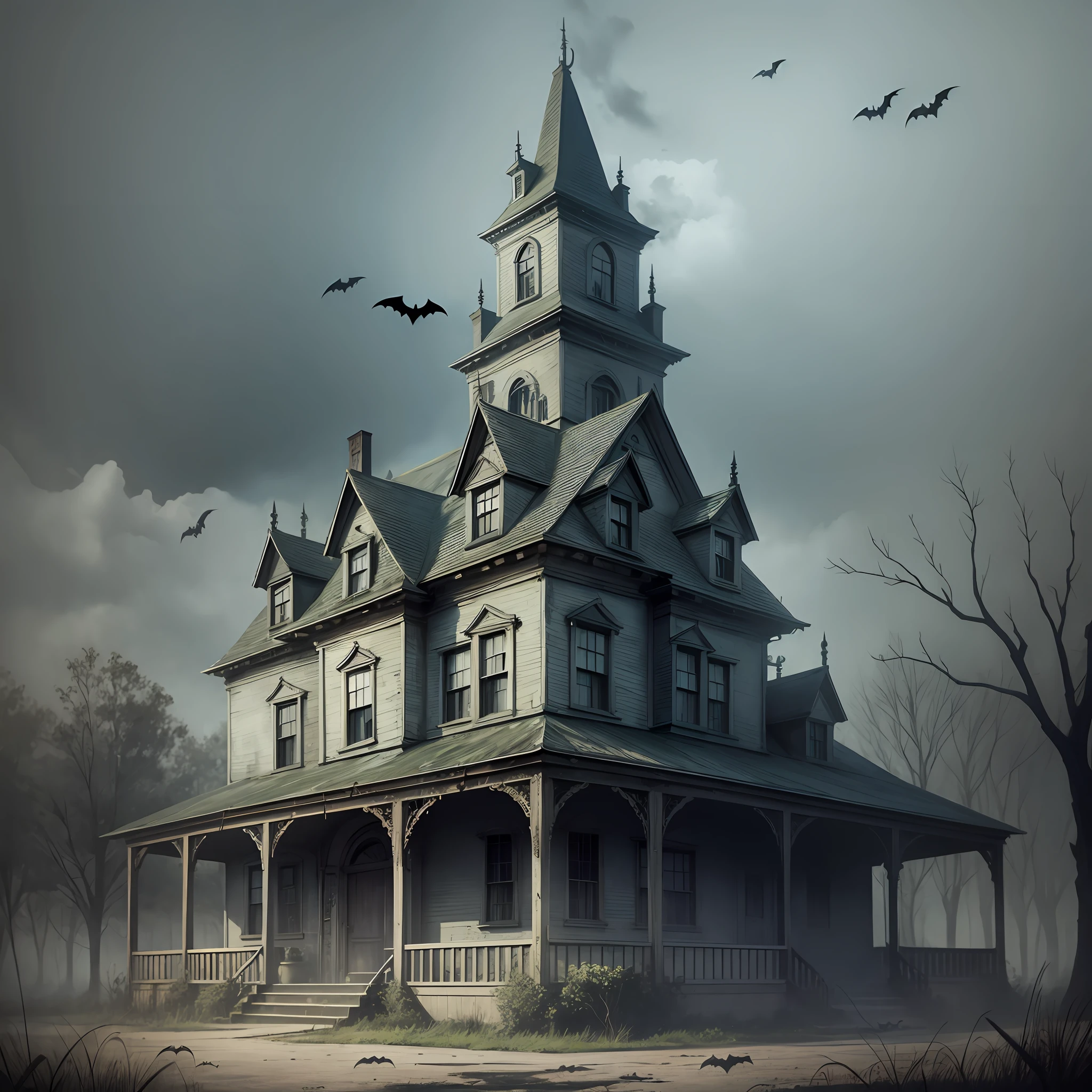 Badly haunted house with sinister bats --auto --s2