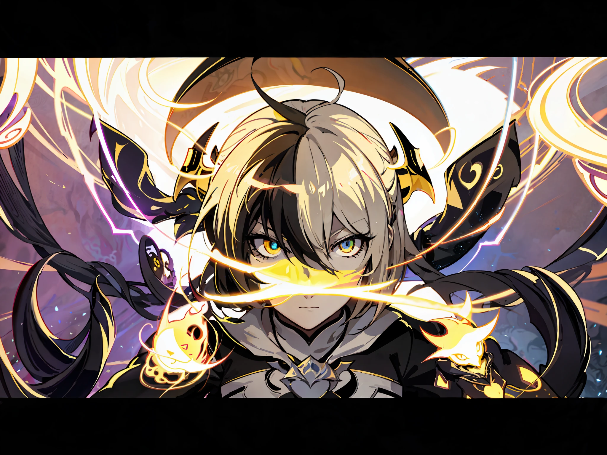 a close up of a cartoon character with a light on, youtube thumbnail, in style of cytus and deemo, league of legends art style, advanced digital anime art ”, asriel dreemurr, epic anime style, twisted god with no face, cinematic | | very anime!!!, varguyart style, [ cinematic, ezreal (league of legends
