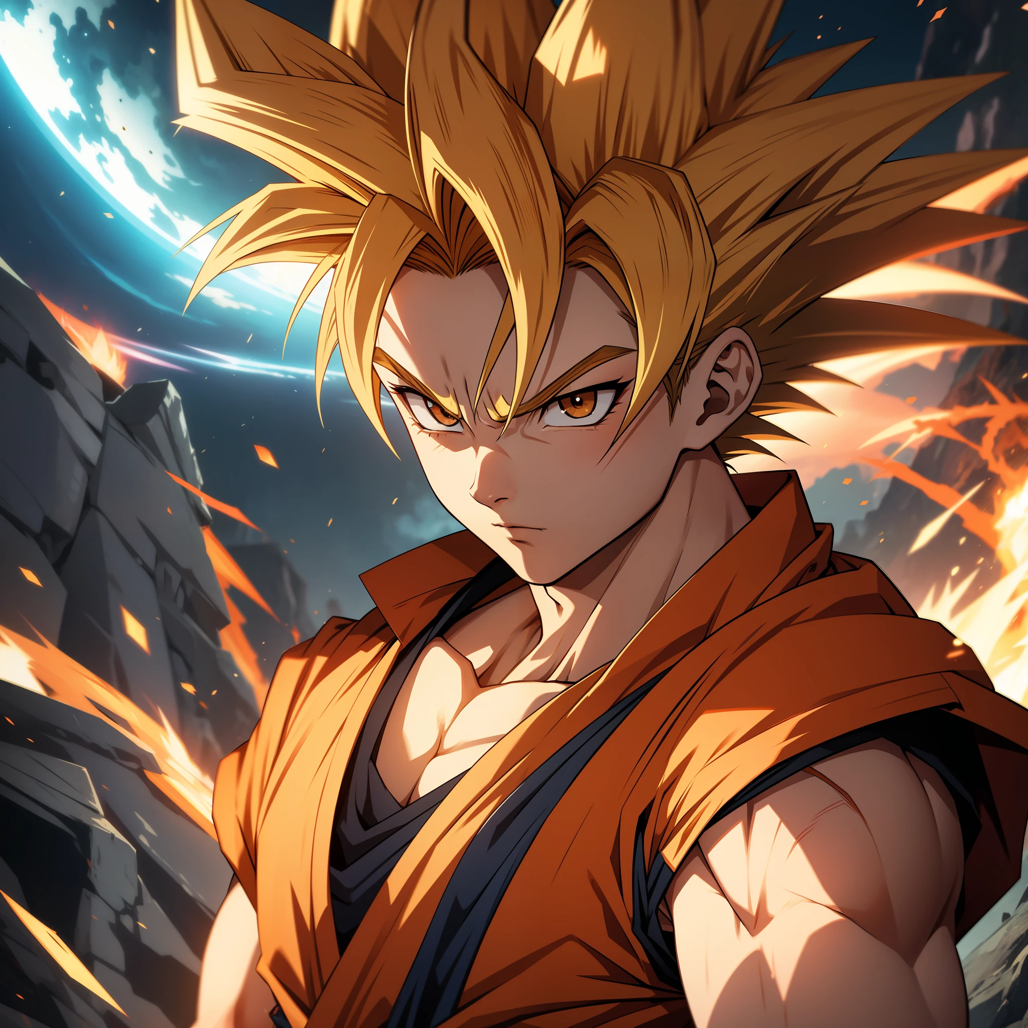 RAW, highest quality, stunning, GOKU SUPER SAYAJIN