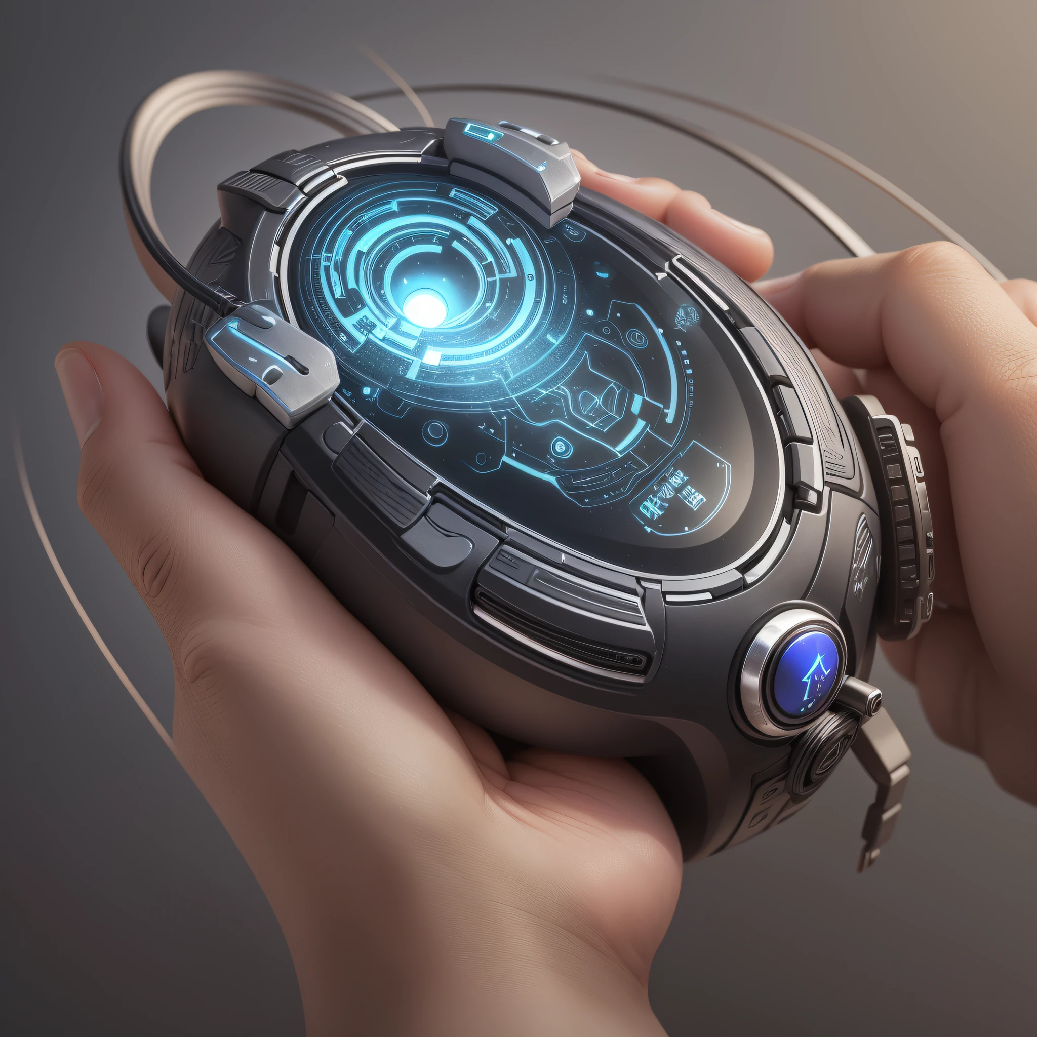 Create an ultra-realistic mouse with an organic design, which adapts perfectly to the user's hand and is controlled by subtle movements. --auto --s2