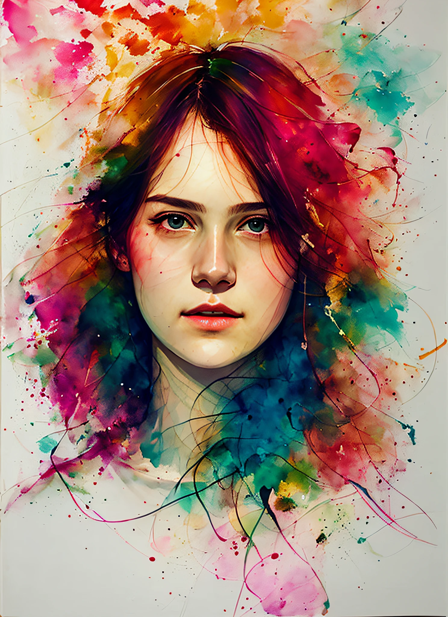 a painting by mse a woman by agnes cecile, luminous design, pastel colours, ink drips, autumn lights