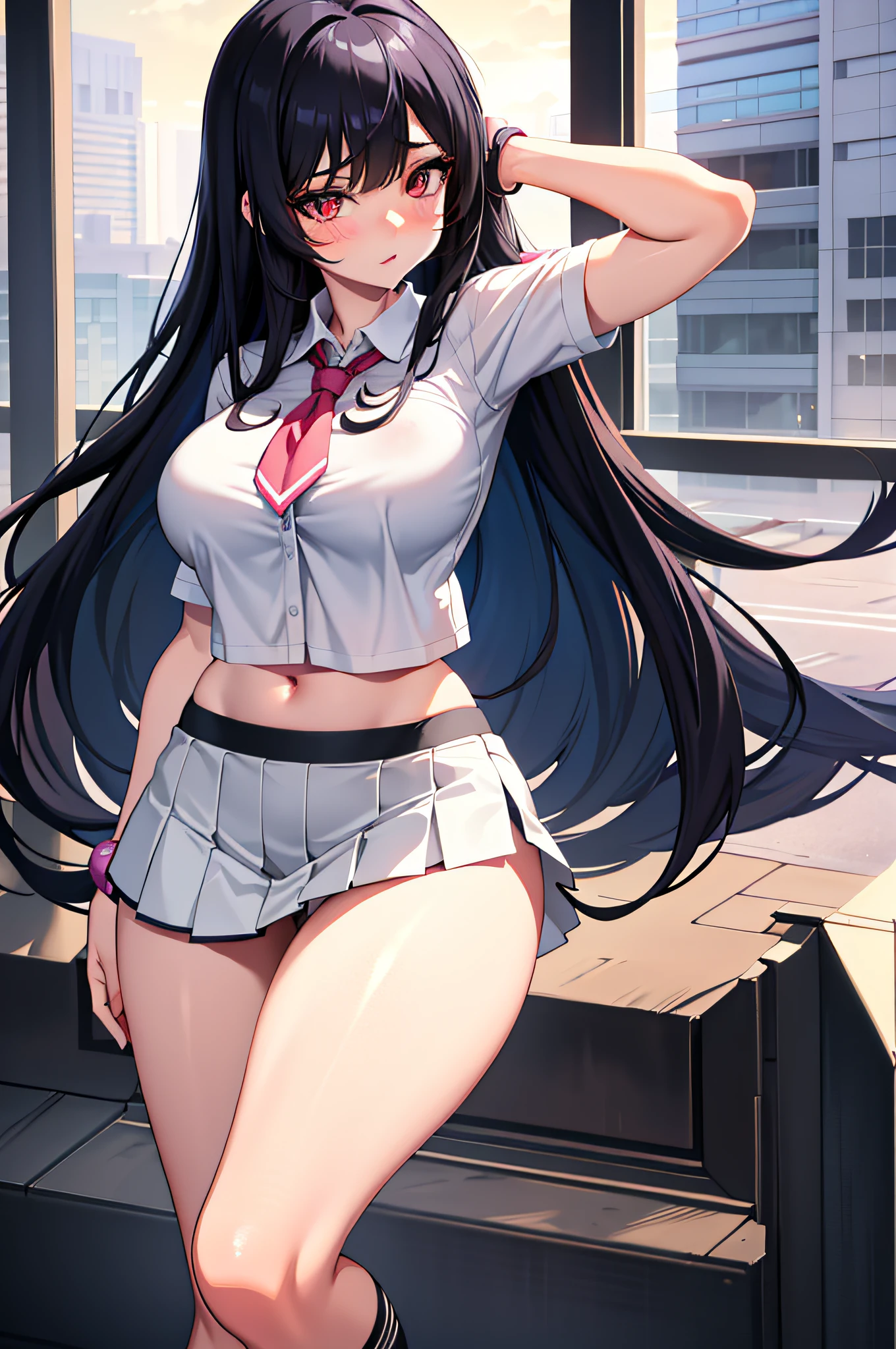 High school girl, huge breasts, untied long black hair, long black hair, twisted eyes, long eyelashes, nice and cute huge breasts, white underwear and skirt, sexy pose showing underwear shorts, big boobs, thighs, anime style , beautiful anime schoolgirl, surreal schoolgirl, surreal schoolgirl, mesmerizing anime girl, realistic schoolgirl, big boobs emphasized, naughty anime style, naughty thighs, naughty thighs, smooth anime CG art, surreal school girl, seductive anime girl, realistic school girl, smooth anime CG art, anime girl, beautiful anime school girl, beautiful anime girl, beautiful alluring anime teen girl, ecchi anime style, photorealistic rendering of anime girl, big ass nude, censored ass