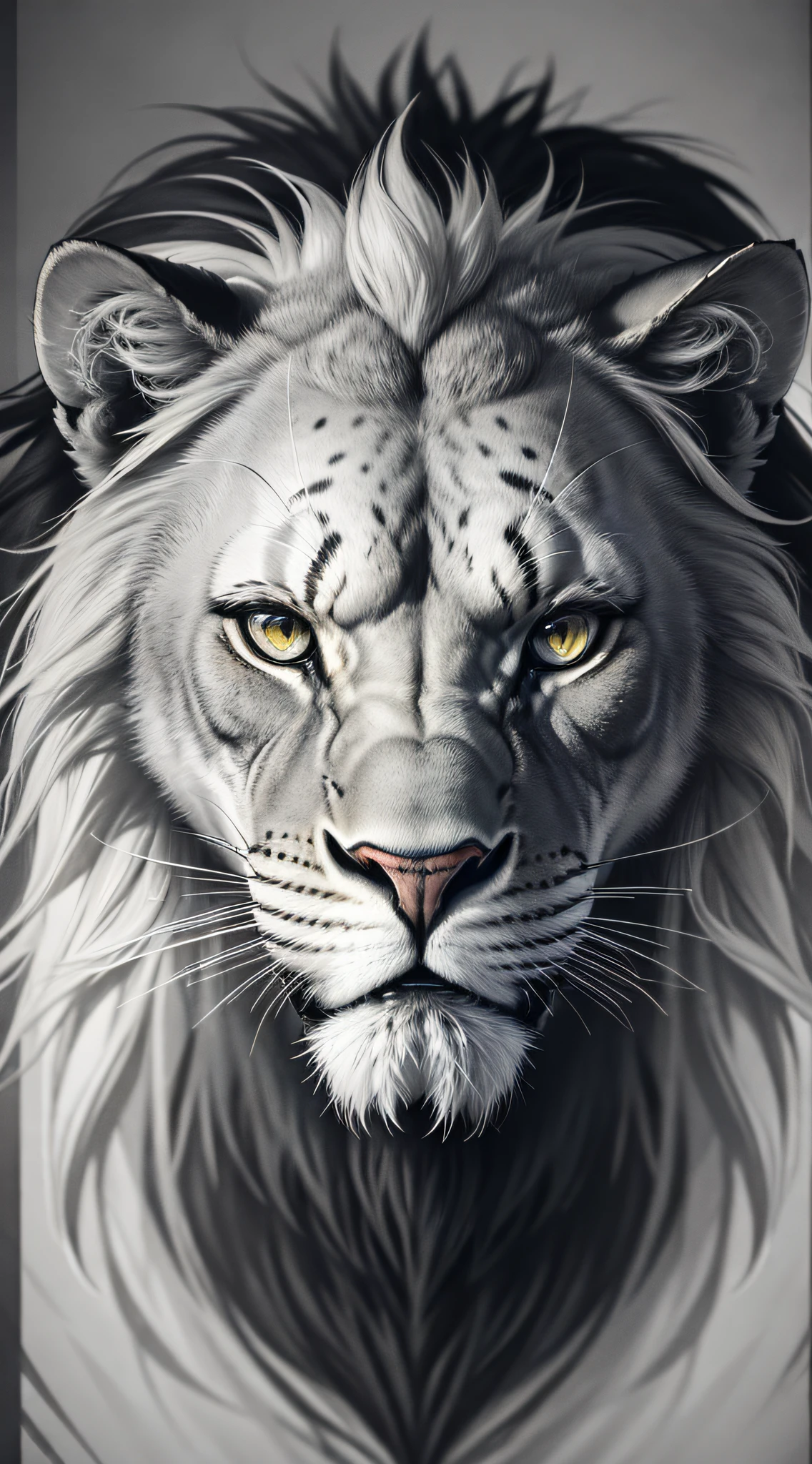 animal lion style work black, fierce, blood in the mouth, evil, high detail, detailed eyes, detailed face, crazy eyes, blank eyes, crazy, nervous, image fill, multiple monochrome, motion lines, film grain, best quality, super detail, 4K