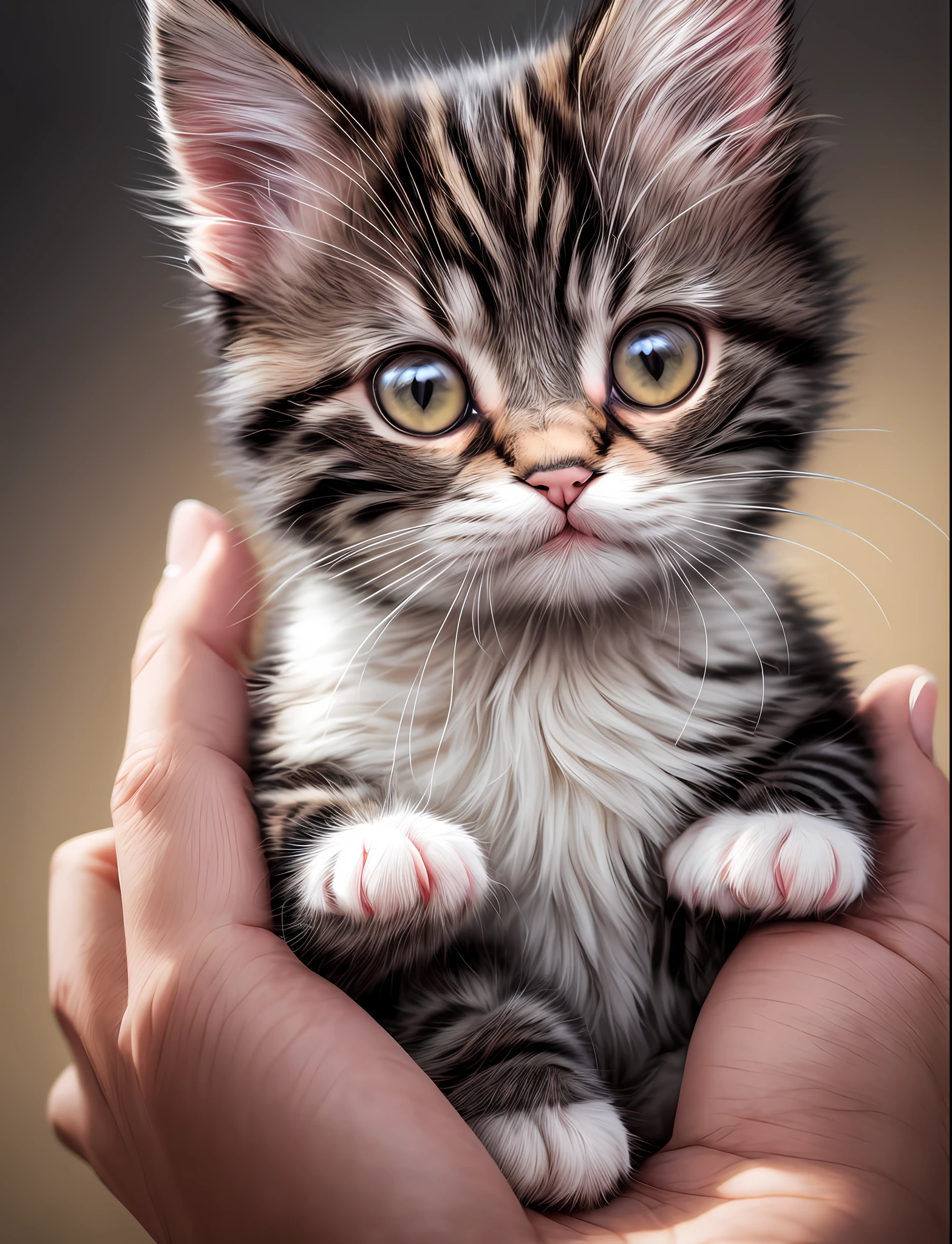 ( Cute kitten, furry, soft, affectionate) 8k, uhd, severe low lighting, high quality, sharp focus, fujifilm XT3, white background --auto --s2