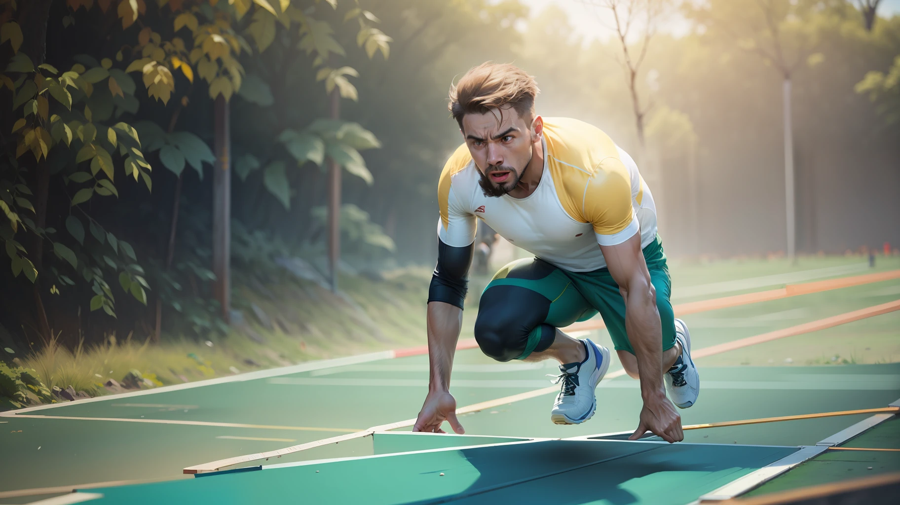 Man jumping obstacles