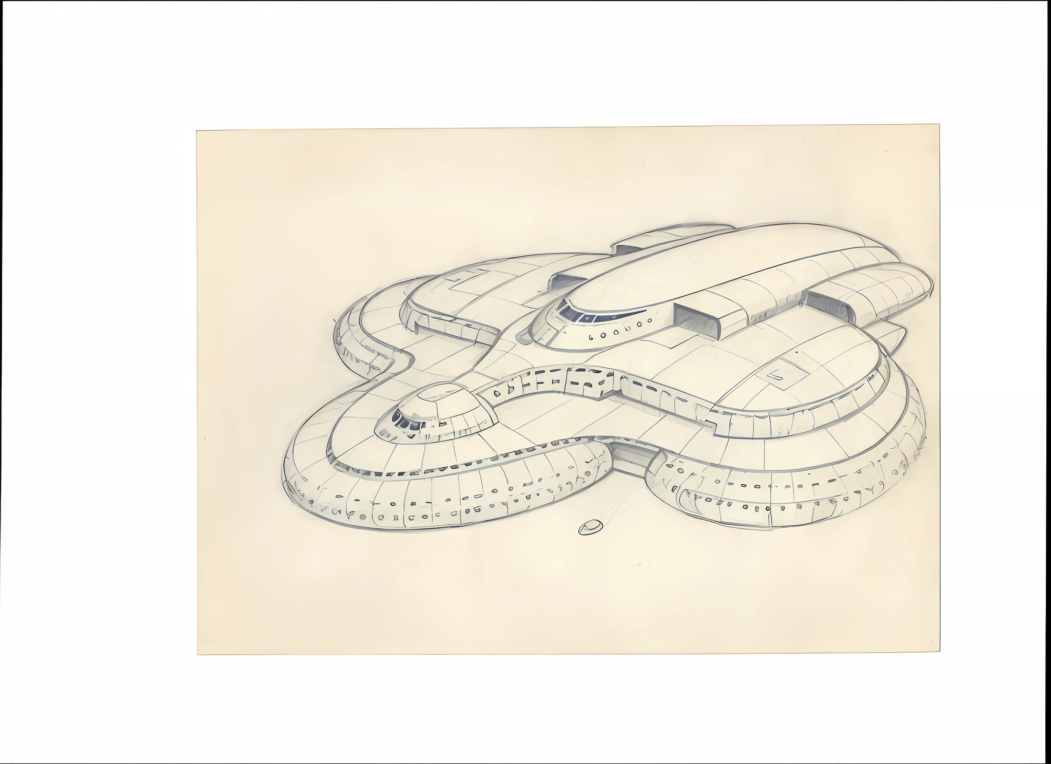 drawing of a pencil drawing of a snake with a tape, ancient space ship, spaceship design, utopian space ship, brutalist space ship, spaceship from the movie dune, smooth design spaceship sketches, spaceship concept art, science fiction spacecraft, by John Mossman, concept art of chris foss, sharp design spaceship sketches, by Ayako Rokkaku, alien starship