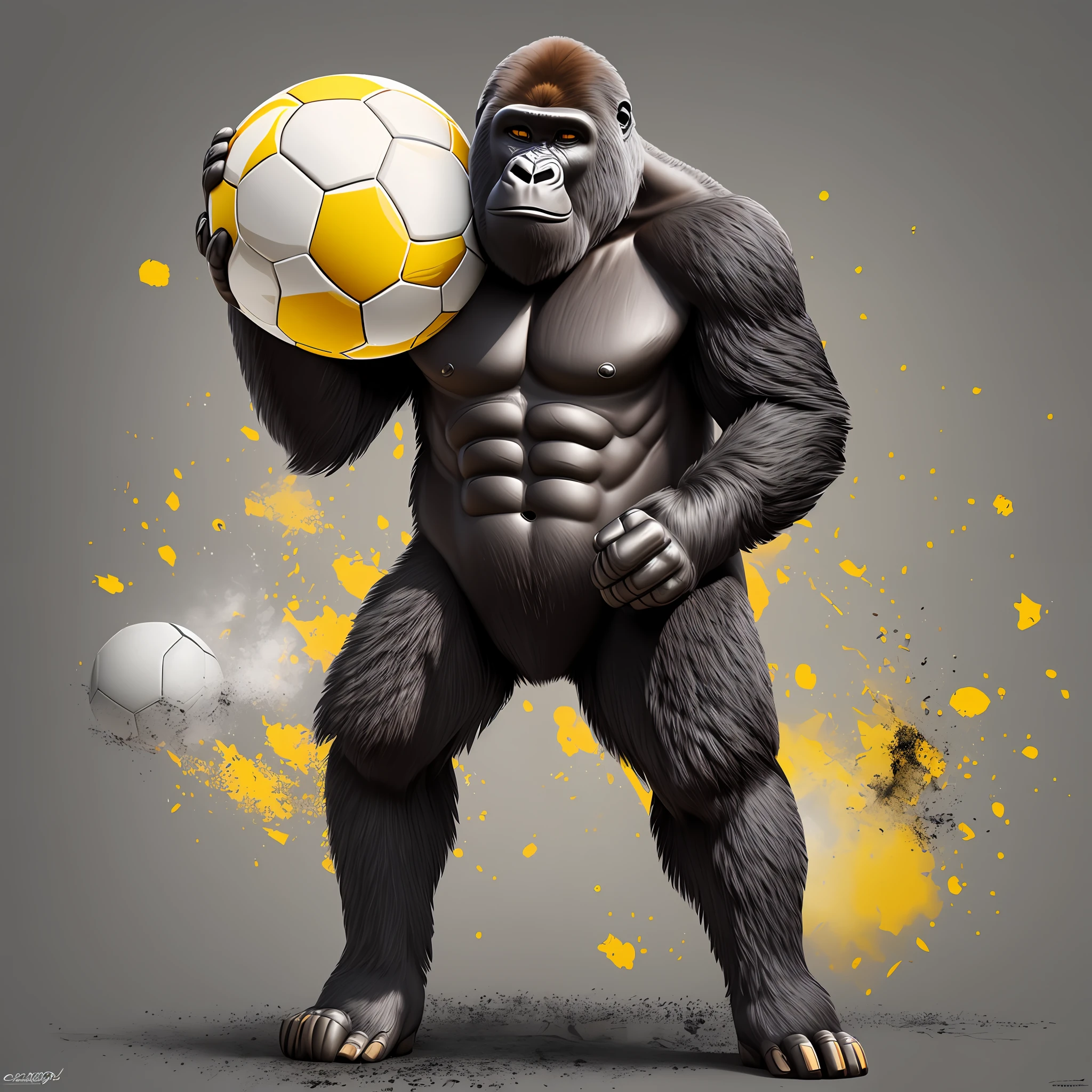 3d painting of gorilla with soccer ball --auto --s2