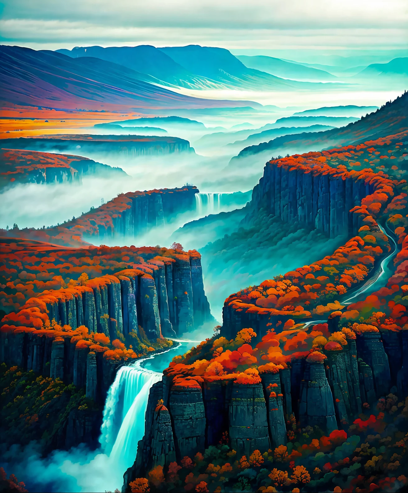 an aerial view of a large wall with bizarre surreal fantasy landscape, 👀 eyes are watching surreal eyes, fairyfloss clouds, melting mountains, mixed colours,in the style of brian m. viveros, video montages, konstantinos parthenis, light indigo and dark gray, tomasz alen kopera, ue5