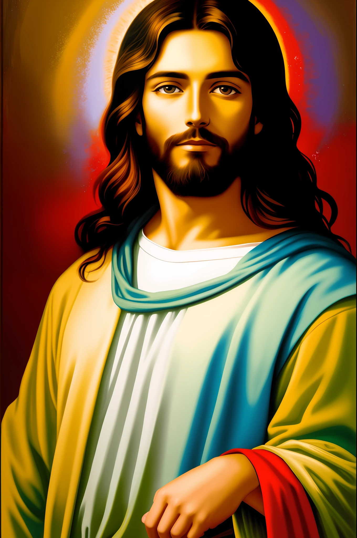 Jesus painted on canvas with pva paint