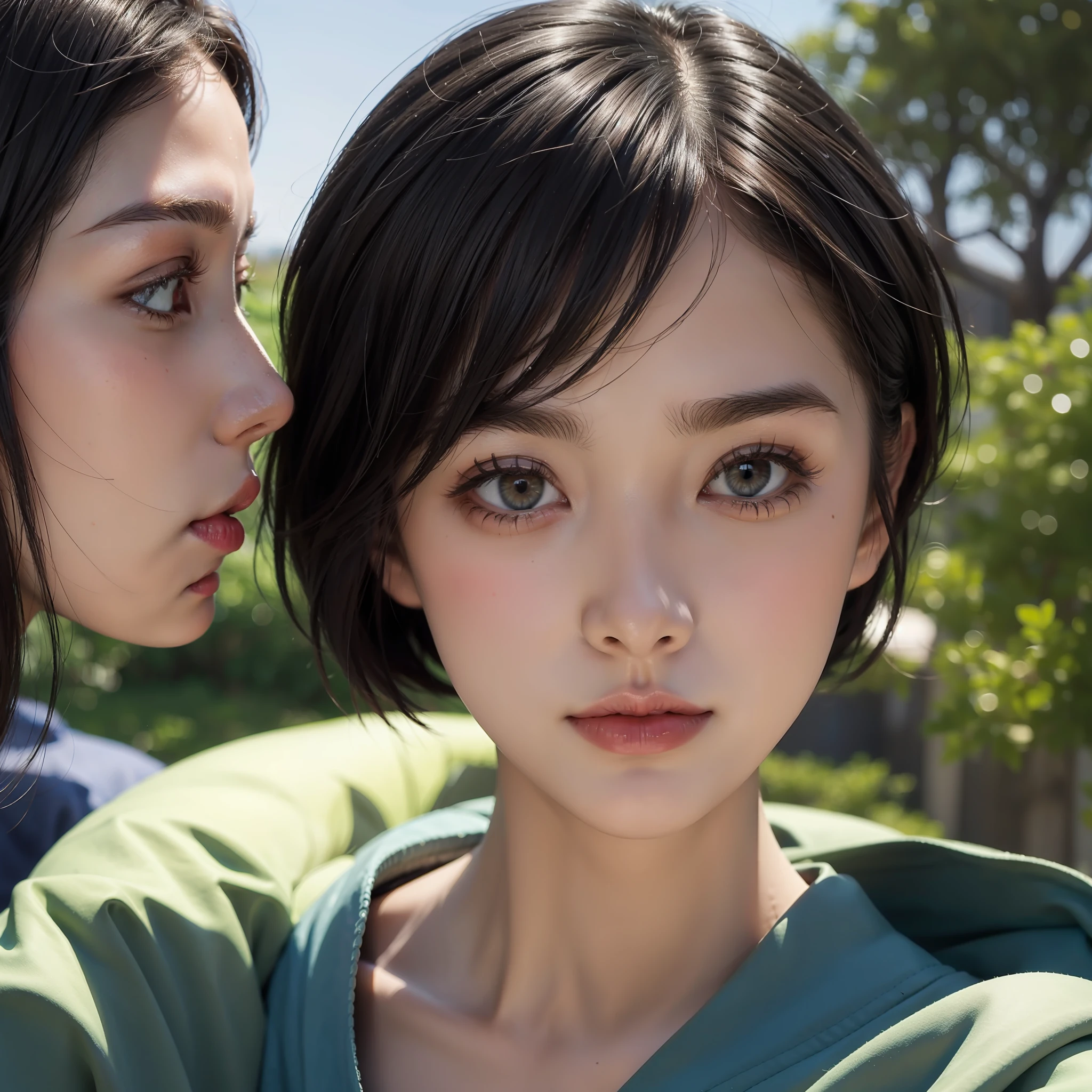 Best Masterpiece, Best Beautiful Girl Face Close-up, Small Face, Short Cut, Japan and Half American, Front Out