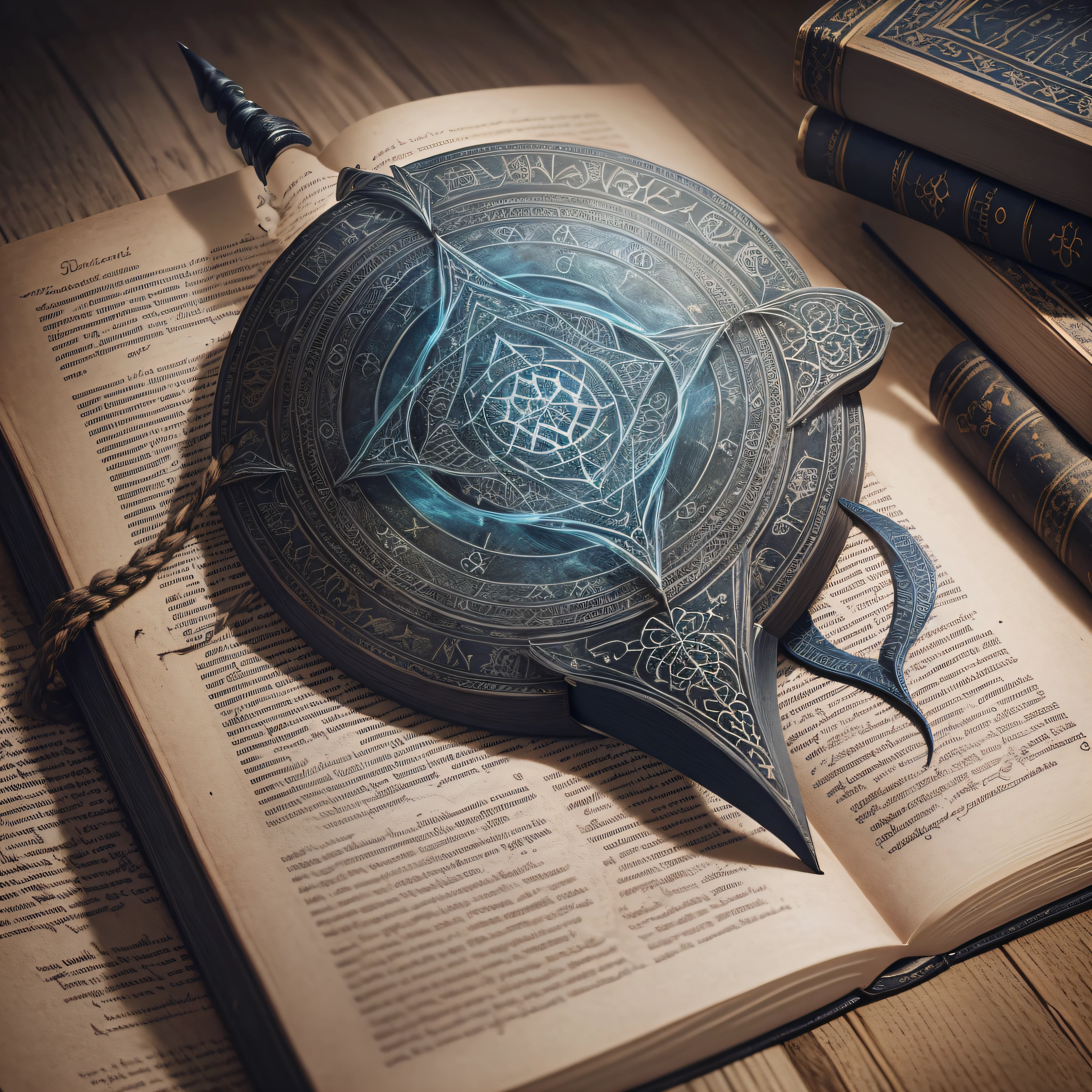 "Book of Shadows": A close-up image of a weathered and ancient-looking spell book, with intricate symbols, handwritten text, and mystical illustrations, symbolizing the knowledge and secrets of witches, Ultra realism, color field printing, high detail, UHD, 8k, anatomically correct, cinematic lighting 4d quality --auto --s2