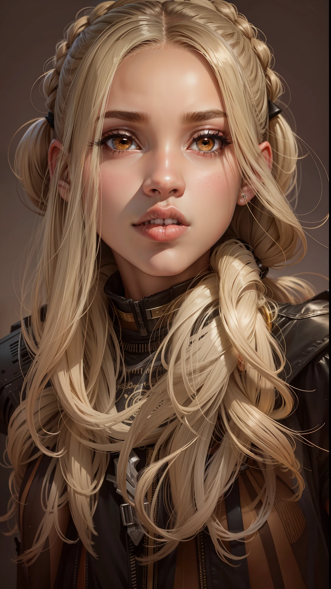Girl 18 years old African American,(normal eyes 16k),Hair pigtails,detailed skin,small mouth fleshy lips,8k max resolution