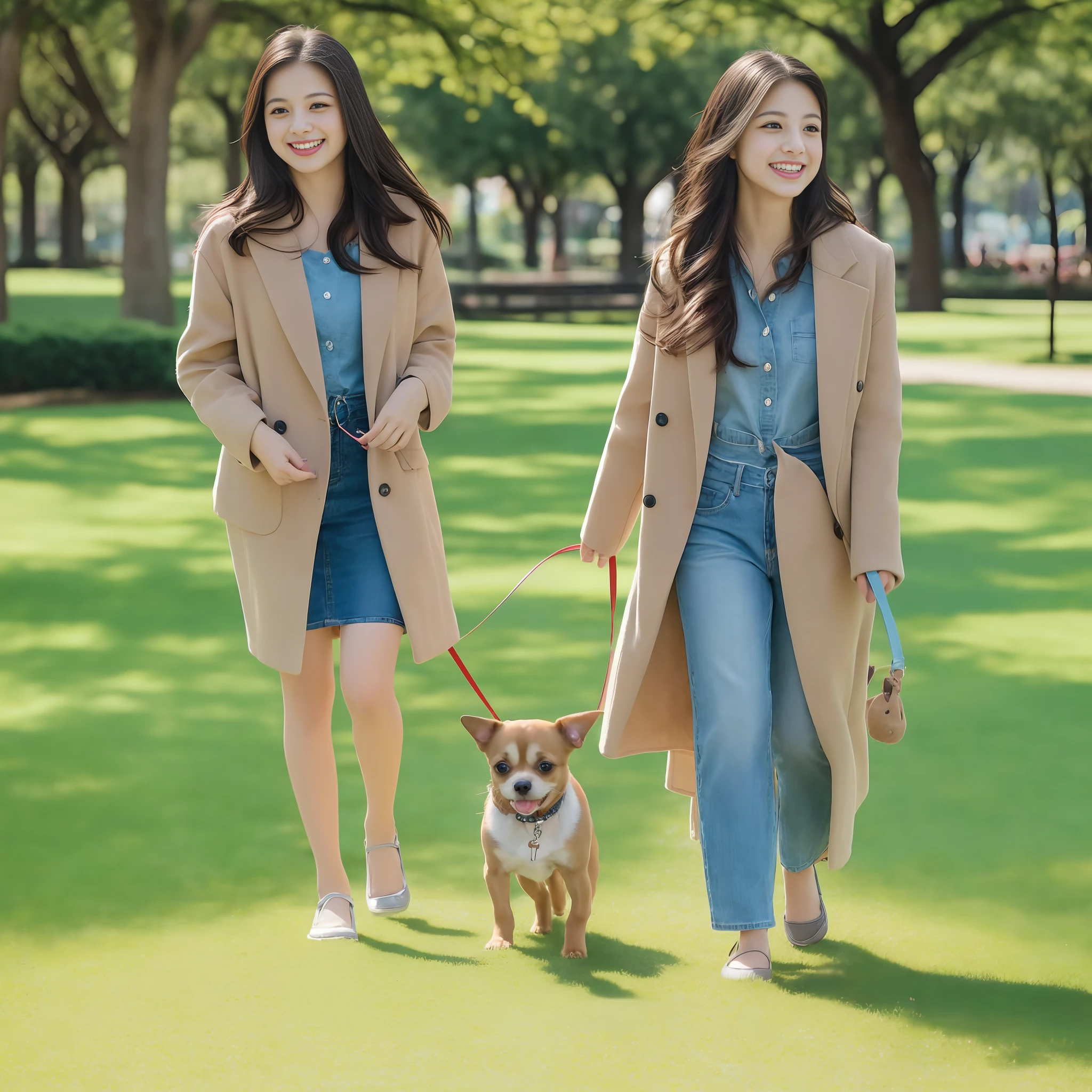 (masterpiece, high resolution, realistic, 8K:1.2), extremely detaild texture, looking at chihuahua
break
(1 girl, full body: 1.5), Japanese, very beautiful girl, 18 years old, wide shot,
break
Charleston dress, black hair, medium hair, angelic smile, mouth open, A girl is walking her cute puppy Chihuahua on a leash.
break
(a long coat Chihuahua of brown puppy dog:1.2), very adorable face, Beautiful appearance with well-defined body parts
break
natural light, Beautiful park with vast lawn, sunshine, daytime, blue sky