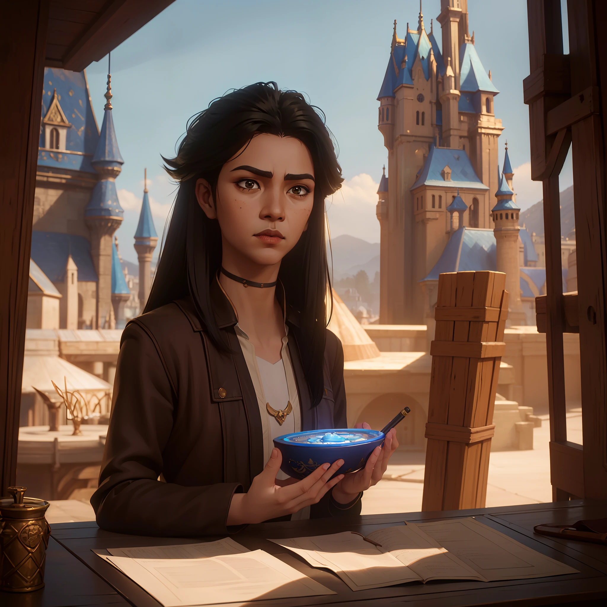 ((Best Quality)), ((Masterpiece)), (Highly Detailed:1.3), 3D, Arcane Style, Brown Eyes, Masterpiece, Highly Detailed, ((aladdin disney)), Mustache, Goatee, Long Hair, Black Hair, Brown Hair, HDR (High Dynamic Range), Ray Tracing, NVIDIA RTX, Super-Resolution, Unreal 5, Subsurface Scattering, PBR Texturing, Post-processing, Anisotropic Filtering, Depth of Field, Maximum Clarity and Sharpness, Textures Mult