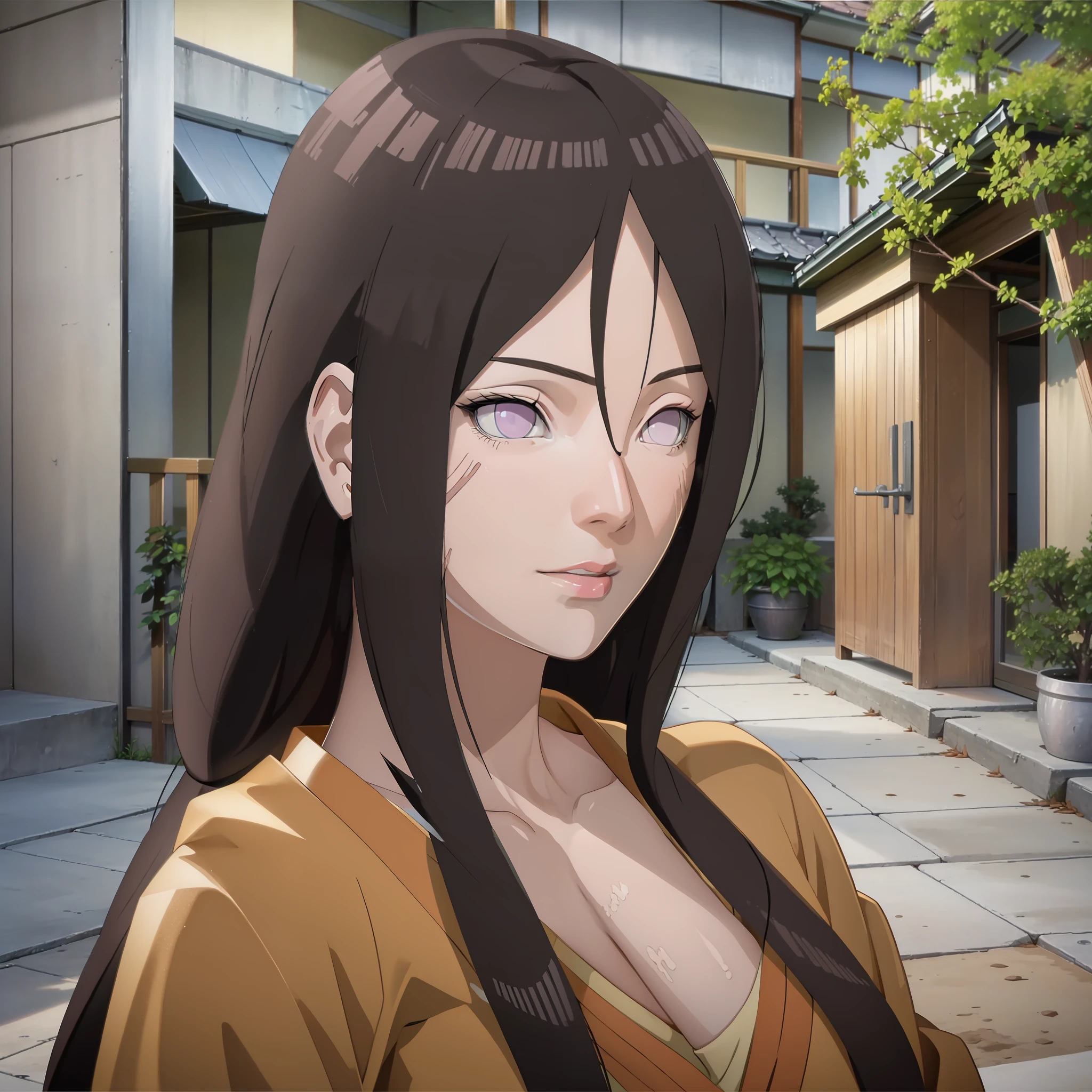 Hanabi hyuga long hair tall beautiful super realistic and well detailed