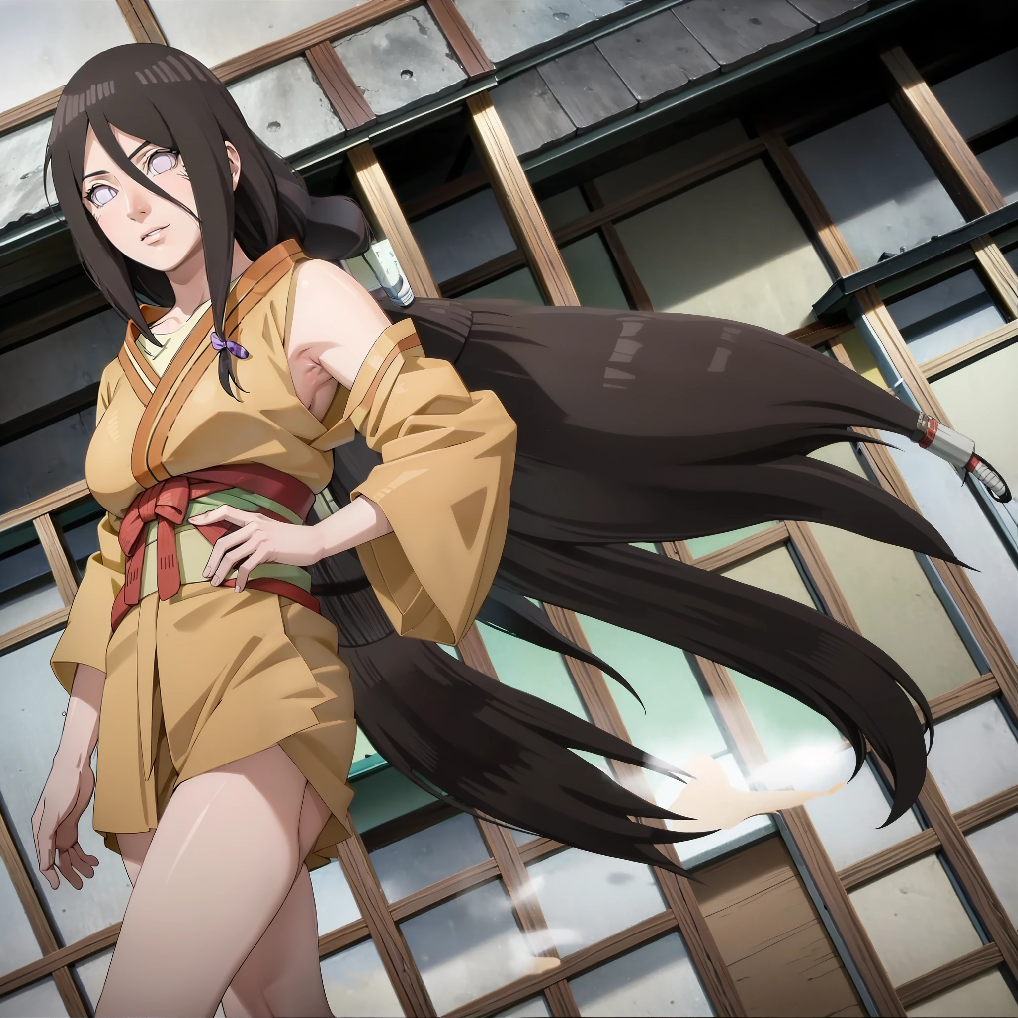 Hanabi hyuga long hair tall beautiful super realistic and well detailed