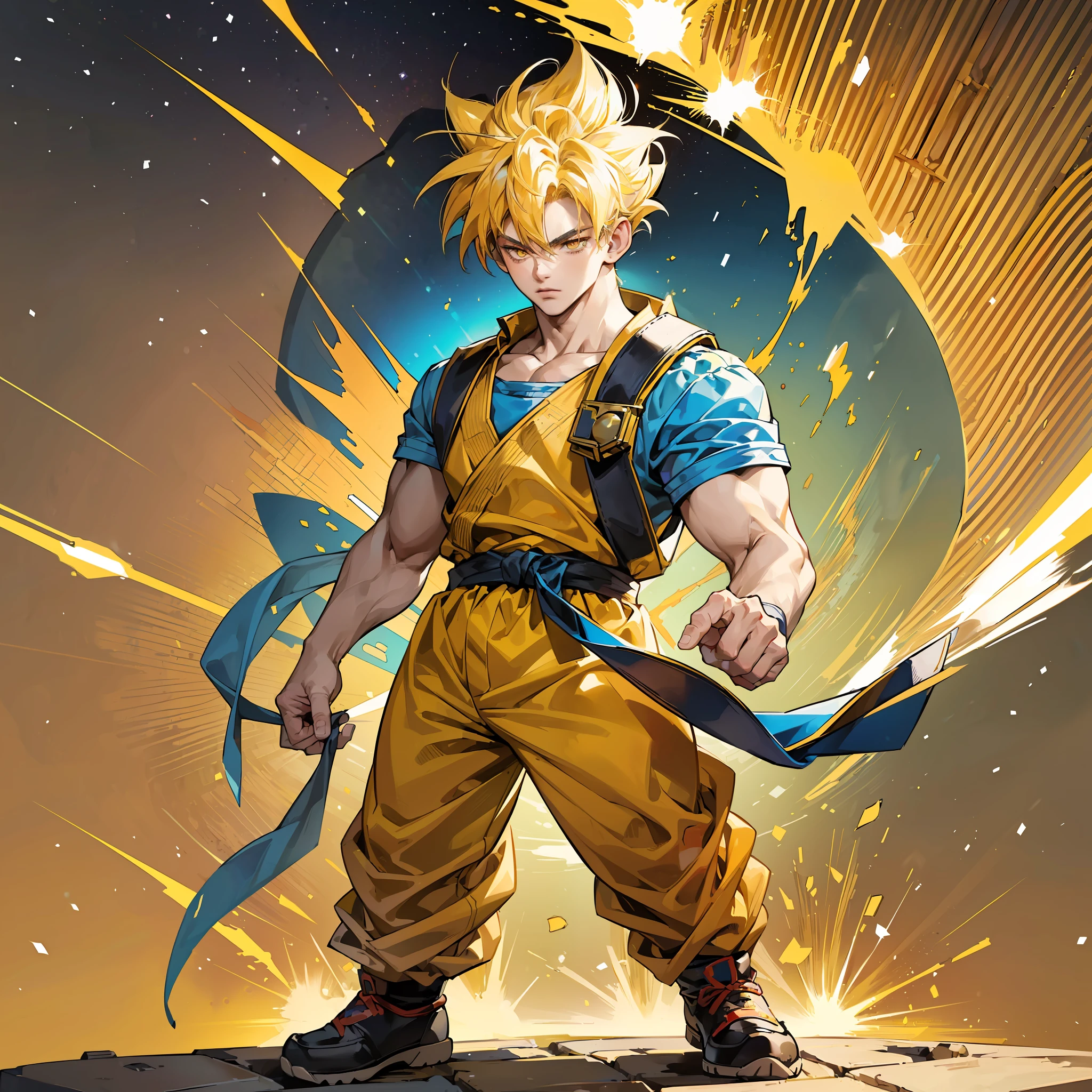 Highly detailed, High Quality, Masterpiece, (1boy, solo:1.5), Mario Striker Style, angry, full body, son_goku, super_saiyan, yellow_hair, yellow_aura,
(detailed face and eyes:1.4) --auto --s2
