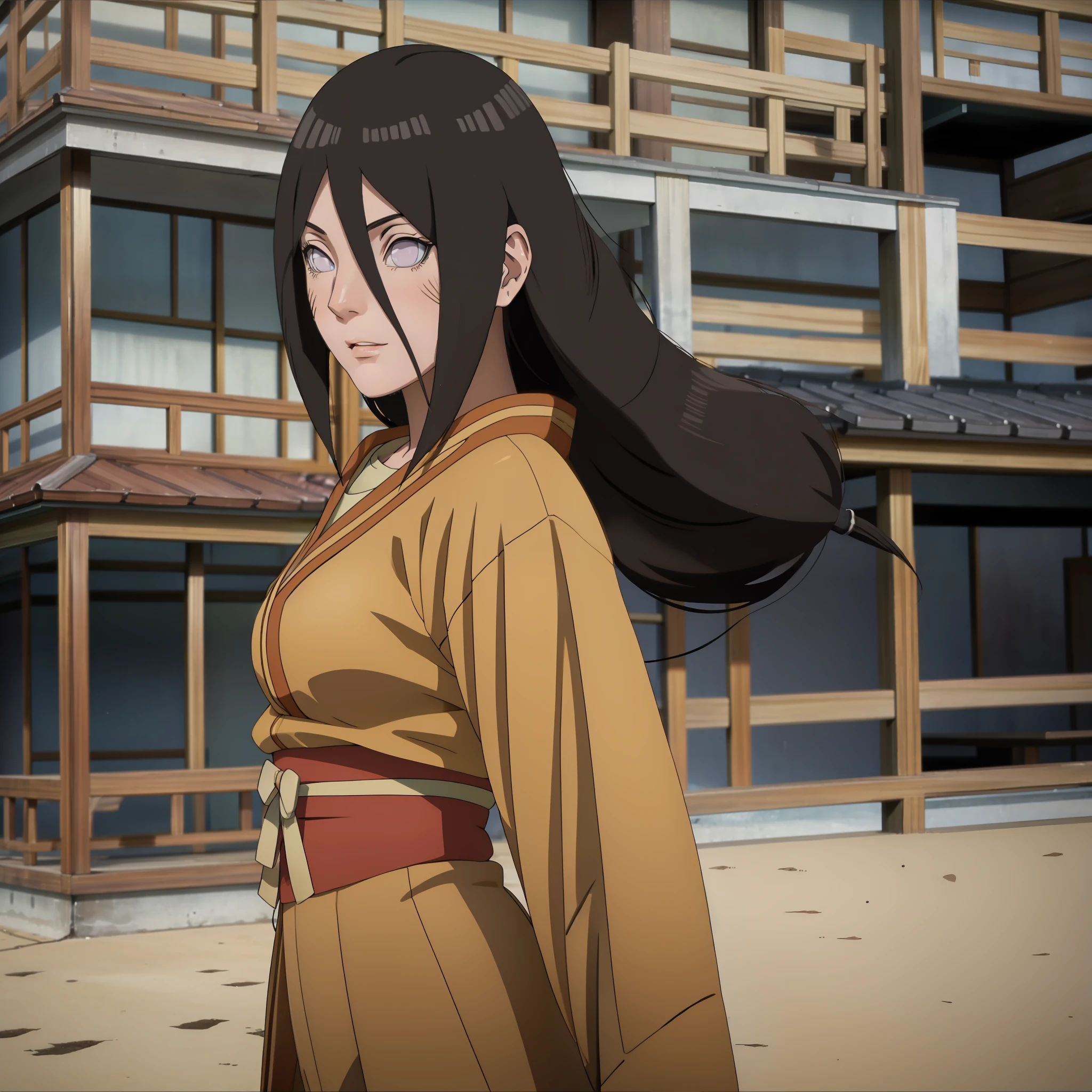 Hanabi hyuga long hair tall beautiful super realistic and well detailed