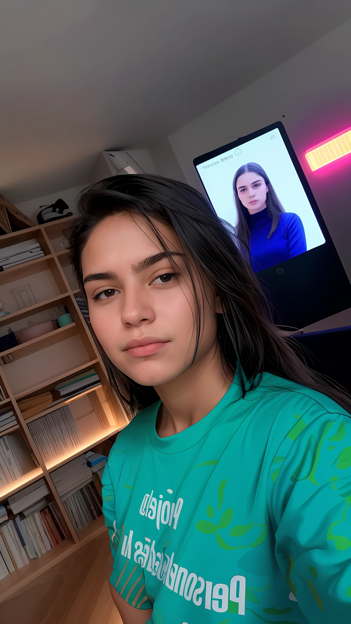 there is a woman that is taking a selfie in a room, 18 years old, malika favre, taken in the early 2020s, 2 7 years old, julia fuentes, 21 years old, 2 3 years old, profile image, 2 2 years old, looks like fabiula nascimento, frontal picture, 2 8 years old