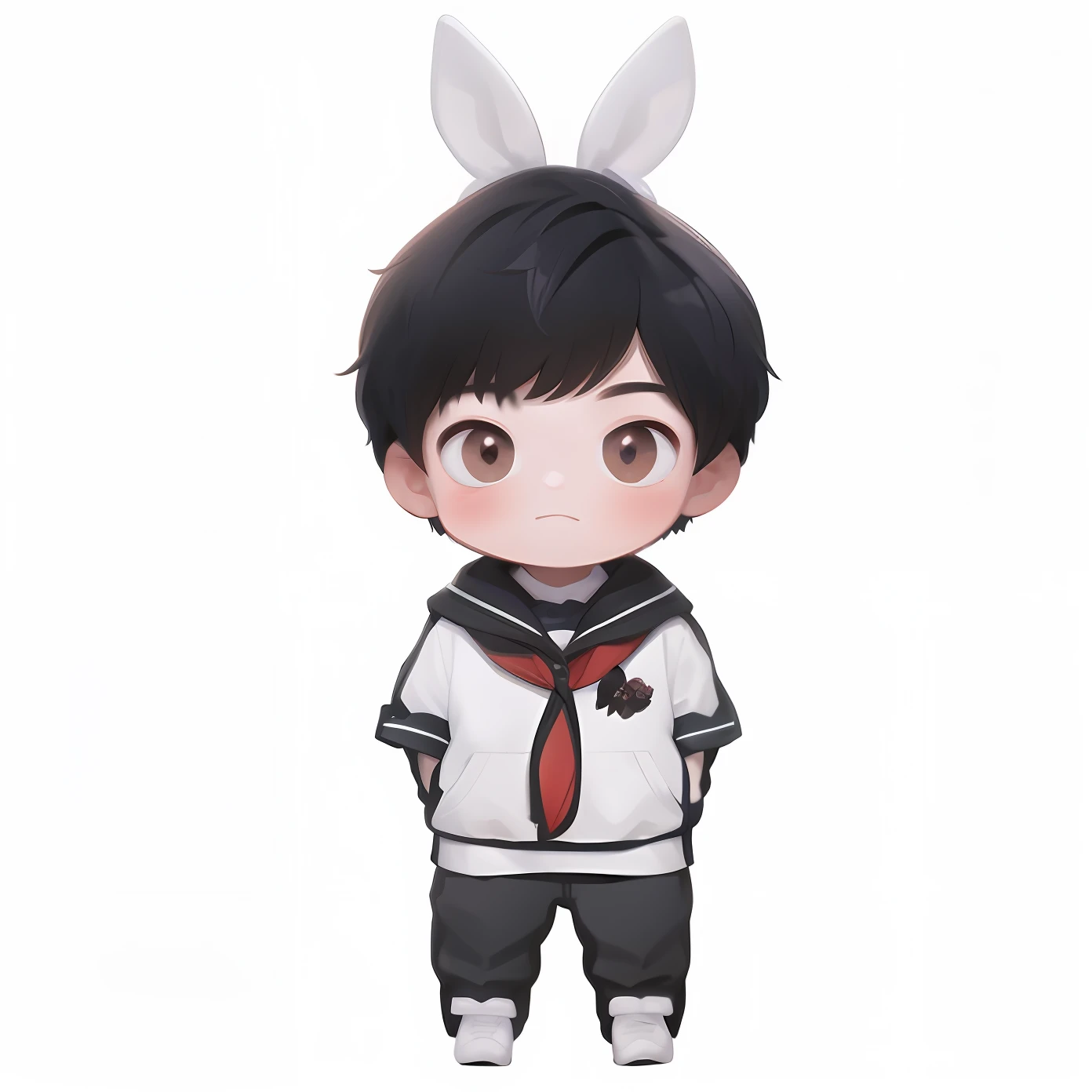 anime figurine nel figurine nel nel nel nel nel nel nel nel nel nel nel ne, with big rabbit ears, guweiz, cute character, stylized anime, inspired by Bian Shoumin, artwork in the style of guweiz, rabbt_character, anime boy, live2d virtual youtuber model, 🍁 cute, official fanart, maplestory mouse