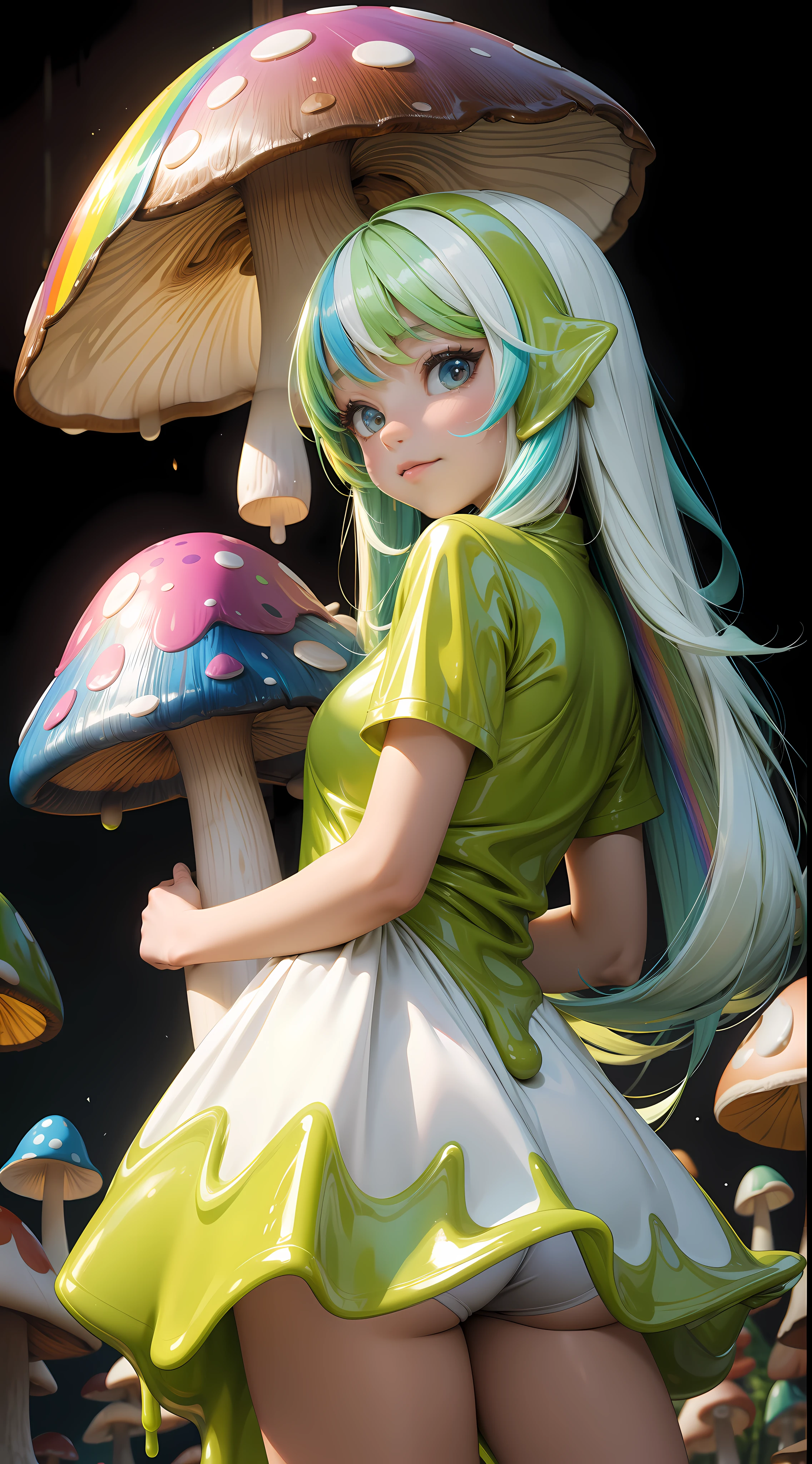 Slime girl, mushroom
Rainbow style, fair skin, long hair