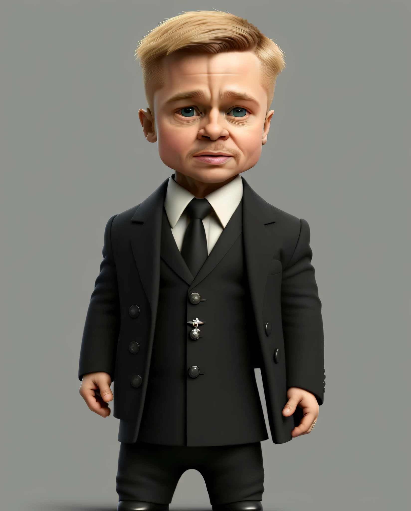 CBZBB , ((Brad Pitt)) ,character ,cute, baby, with a suit, based on the movie mr smith, small, beautiful, devian art, artstation trend, digital art, detailed, beautiful, realistic, humanoid, character, tiny, cinematic sho, cinematic lights,((brad pitt)), (from them mr smith movie)