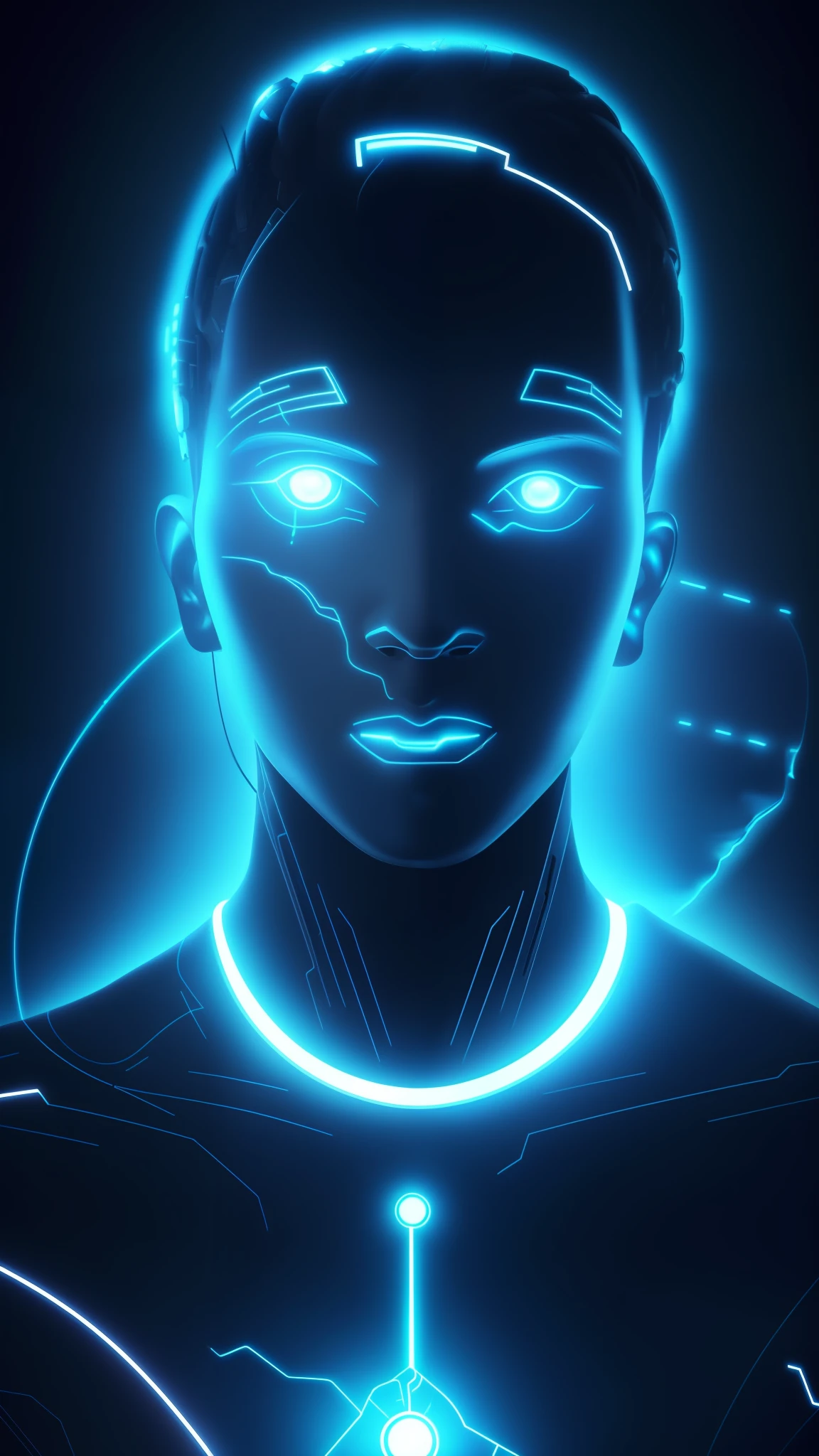 "Imagine an image that represents the perfect fusion between a human being and artificial intelligence. In this image, you see yourself as a hybrid entity, where parts of your body are replaced by advanced technological elements. Her skin has a metallic hue, with circuits and cybernetic wires intertwining with her limbs. Your eyes glow with an intense light, denoting the presence of the artificial intelligence that is now part of you. Around it, futuristic symbols and digital elements form an aura of technology and innovation. This image captures the perfect union between human potential and the capability of artificial intelligence, symbolizing the fusion of knowledge, skills and limitless possibilities."