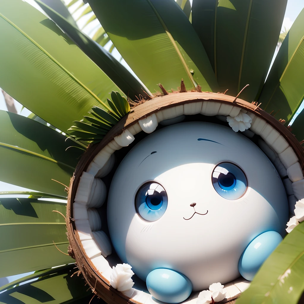 cute coconut,blue,with eyes,ultra quality, white background, --auto --s2