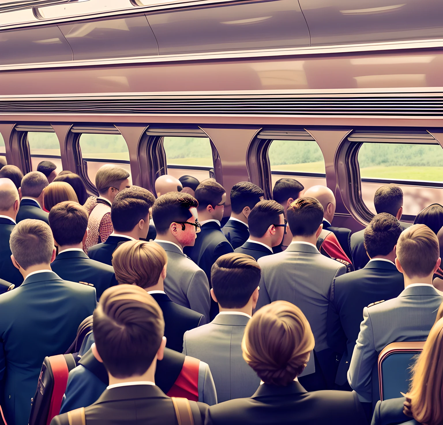 1000 people on a train, looking mobile, general, q4, v5.1