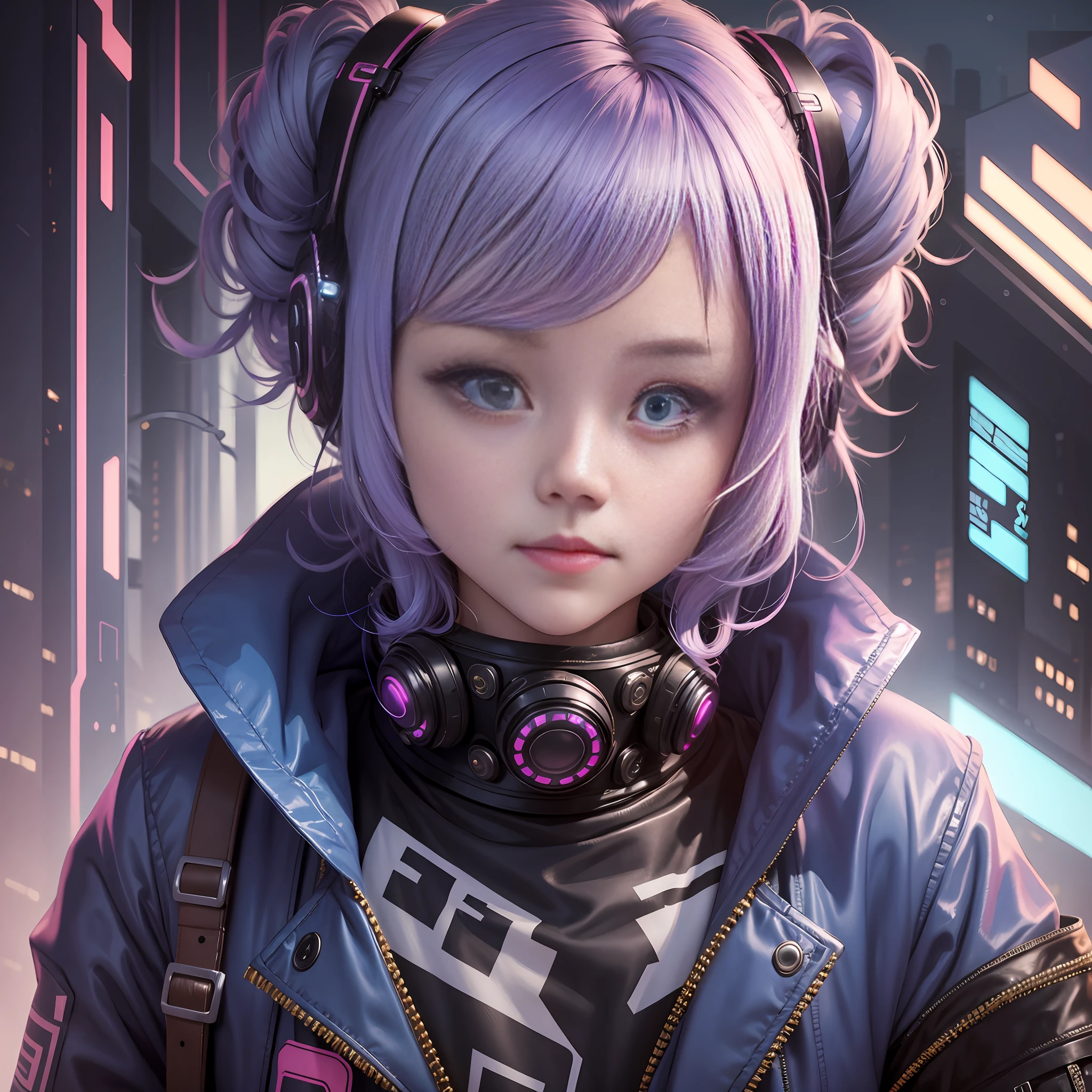 a cute girl wearing a puffy coat, cyber punk --auto --s2