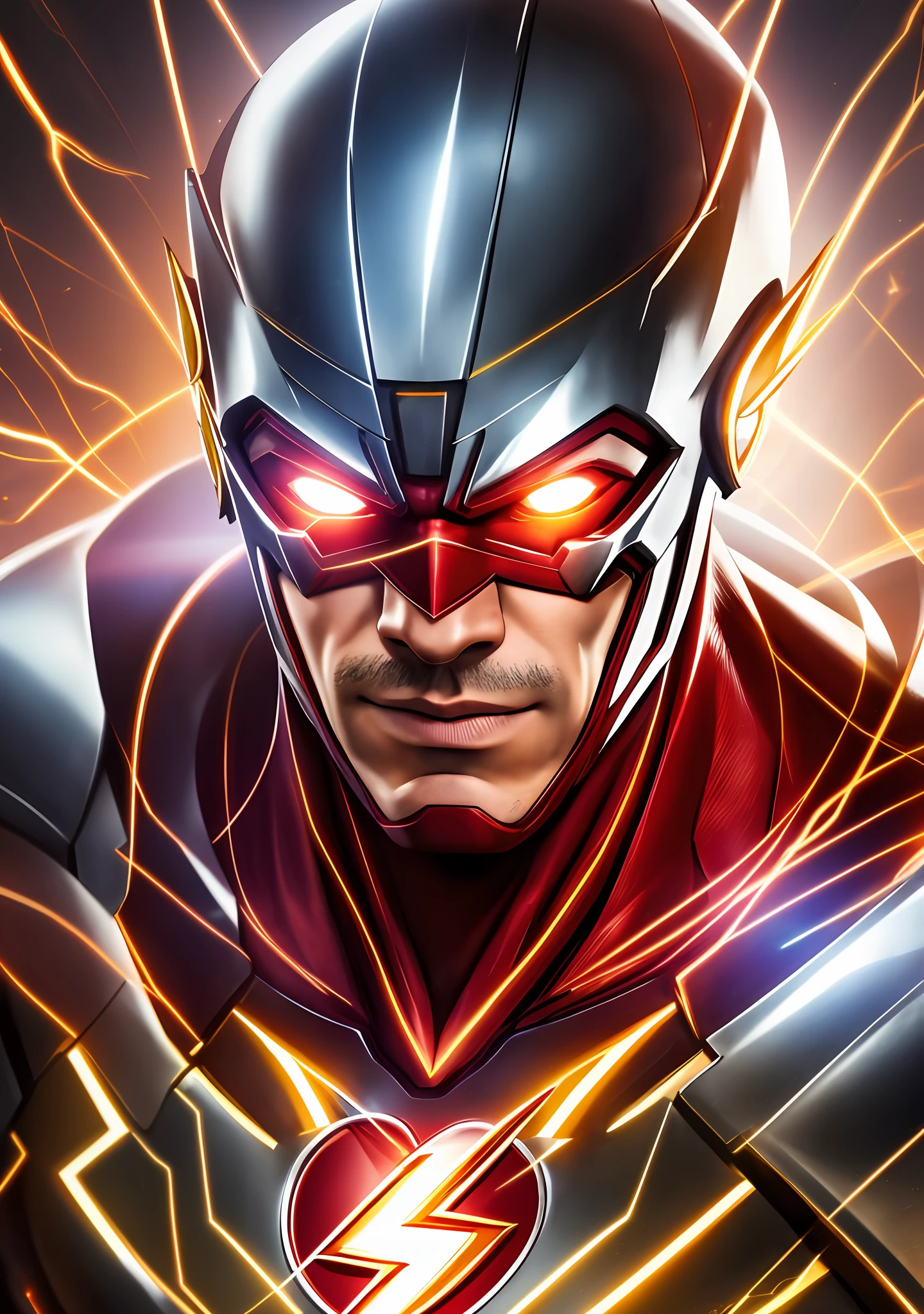 Create ultra realistic justice league flash character, perfect lighting high resolution 8k realism --auto --s2