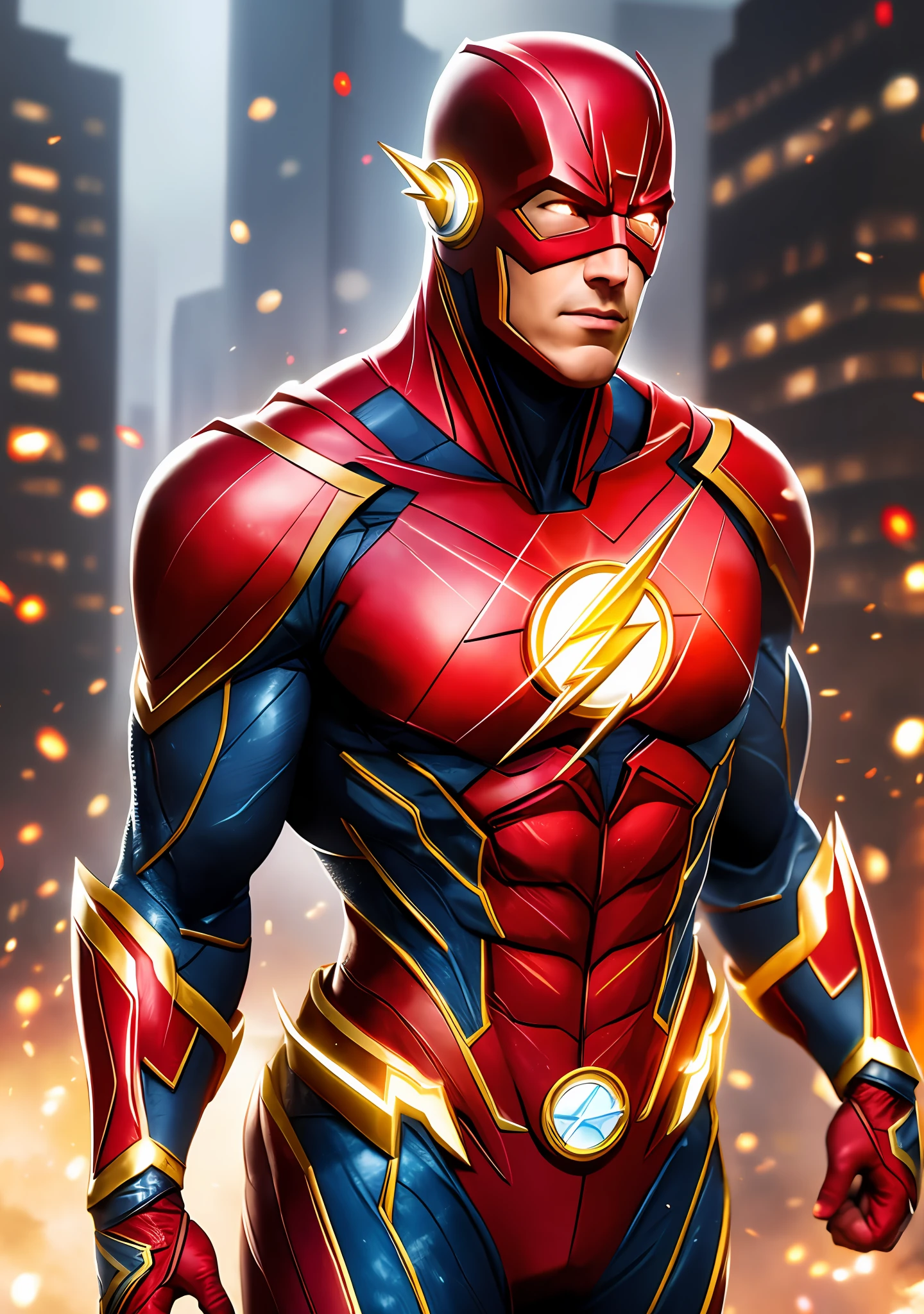 Create ultra realistic justice league flash character, perfect lighting high resolution 8k realism --auto --s2