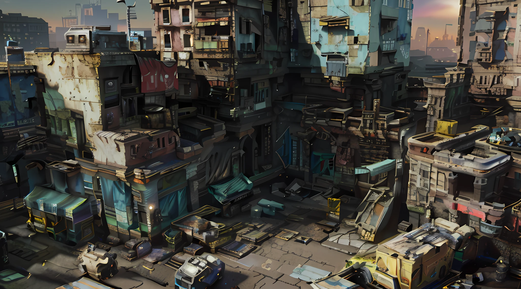Photorealistic photos, ultra-clear detail, resident evil, buildings stacked dirty cyberpunk cities, highly realistic Unreal Engine renderings