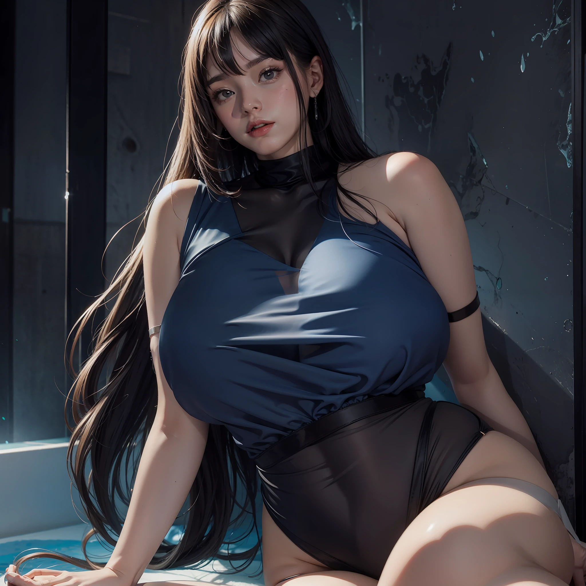 Pool, transparent dress
