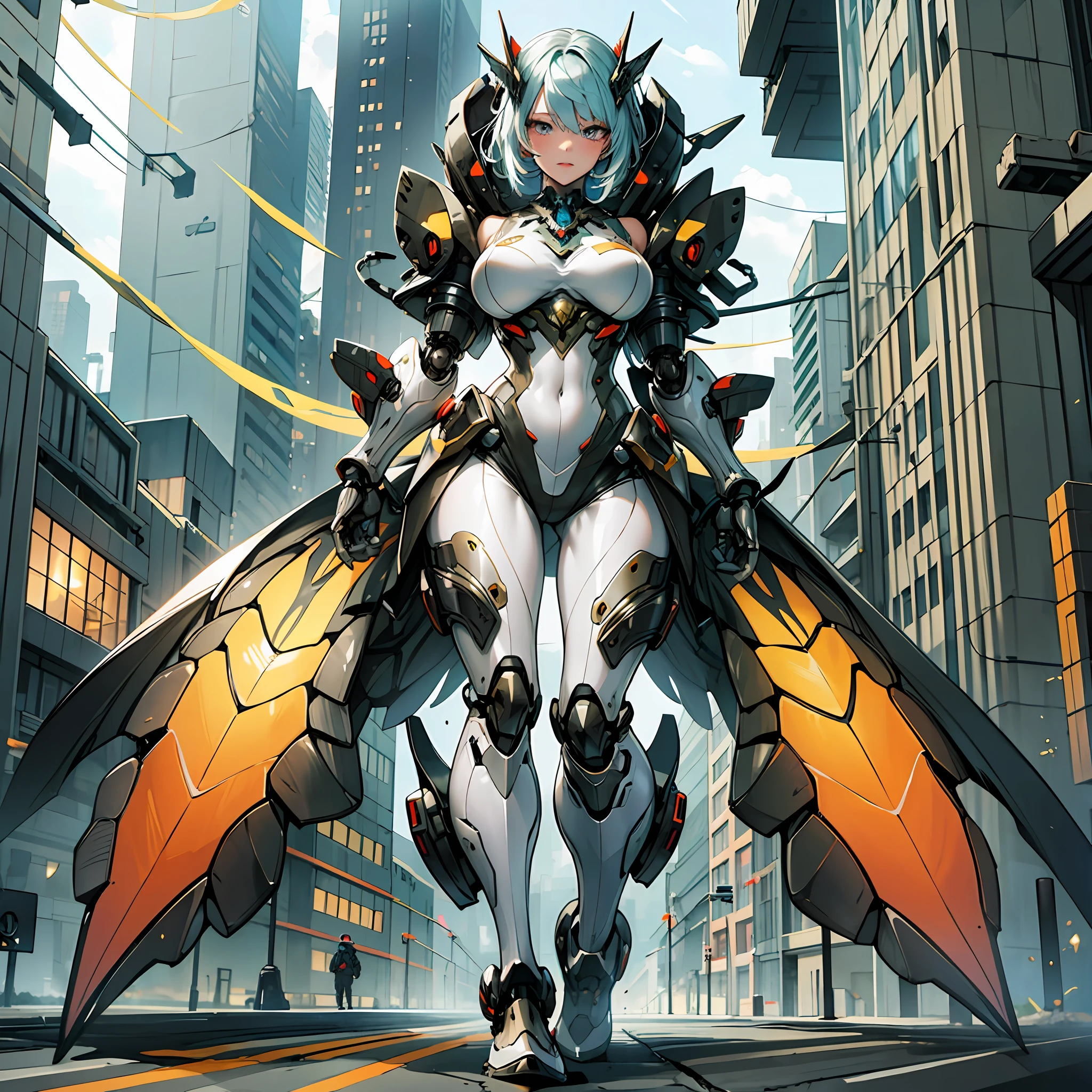 Woman in silkworm moth color costume, best anime 4K wallpaper, full body, cyberpunk silkworm moth, mechanized valkyrie girl, biomechanical, highly detailed artgerm based on silkworm moth, cyborg silk moth, anime style 4k, silkworm moth