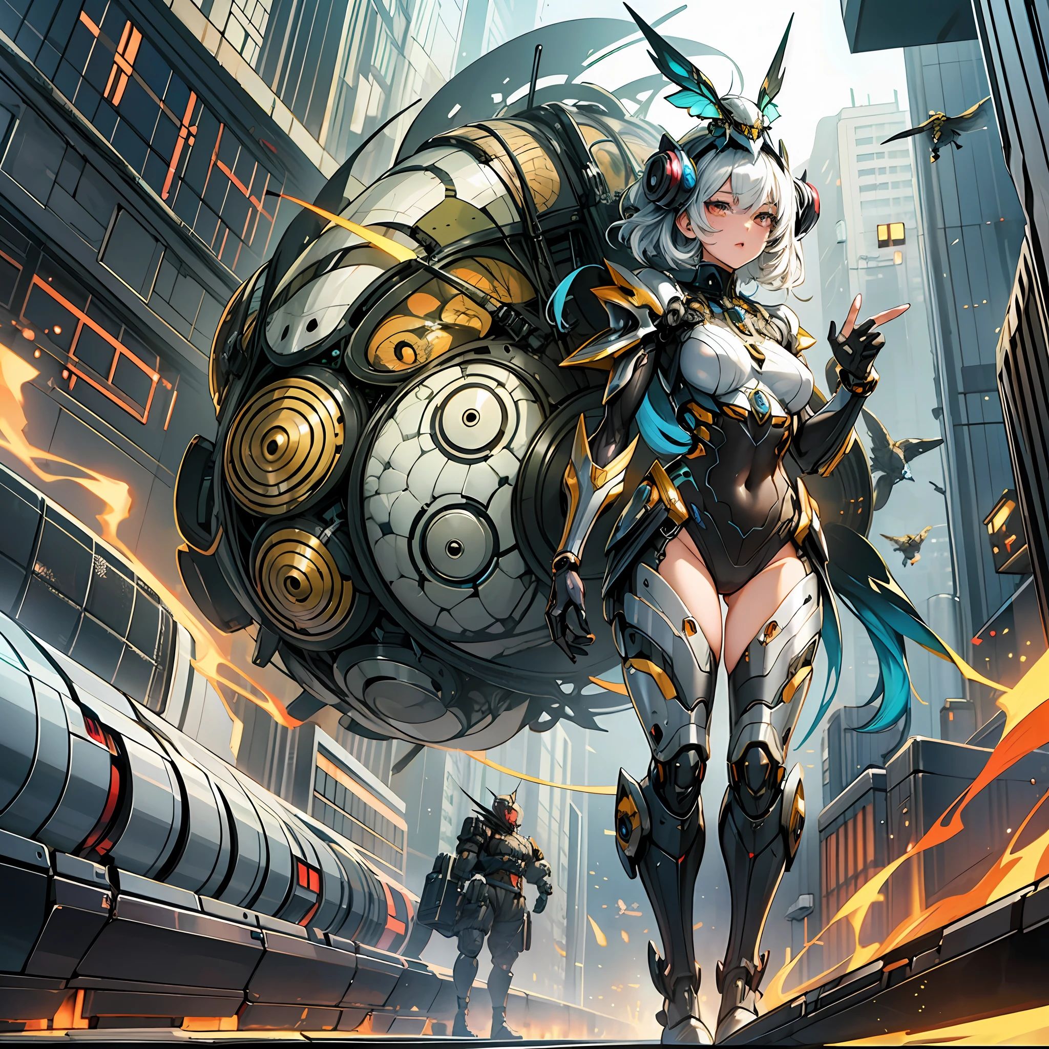 Woman in silkworm moth color costume, best anime 4K wallpaper, full body, cyberpunk silkworm moth, mechanized valkyrie girl, biomechanical, highly detailed artgerm based on silkworm moth, cyborg silk moth, anime style 4k, silkworm moth