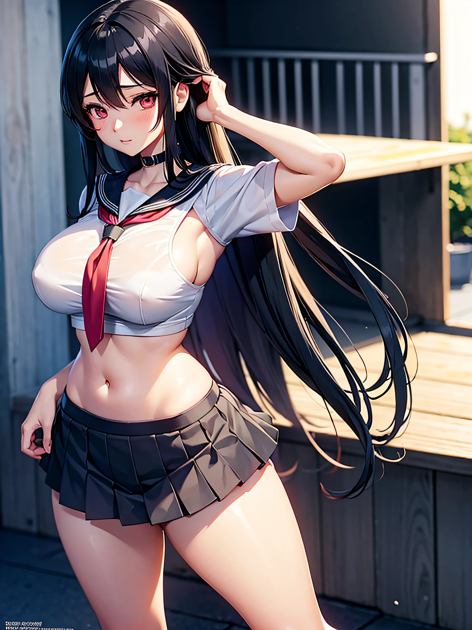 High school girl, huge breasts, untied long black hair, long black hair, twisted eyes, long eyelashes, nice and cute huge breasts, white underwear and skirt, sexy pose showing underwear shorts, big boobs, thighs, anime style , beautiful anime schoolgirl, surreal schoolgirl, surreal schoolgirl, mesmerizing anime girl, realistic schoolgirl, big boobs emphasized, naughty anime style, naughty thighs, naughty thighs, smooth anime CG art, surreal school girl, seductive anime girl, realistic school girl, smooth anime CG art, anime girl, beautiful anime school girl, beautiful anime girl, beautiful alluring anime girl, ecchi anime style, photorealistic rendering of anime girl, big ass nude, censored ass