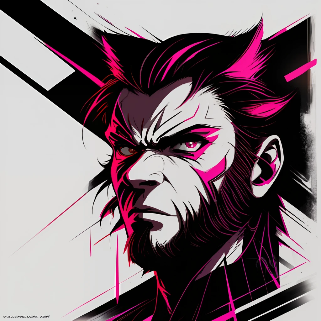 Wolverine, Design with 32k quality, inspired by T-shirt design, with Cyberpunk style, made by DSLR Camera, full framing, centered, white background, maximum quality, maximum detail.