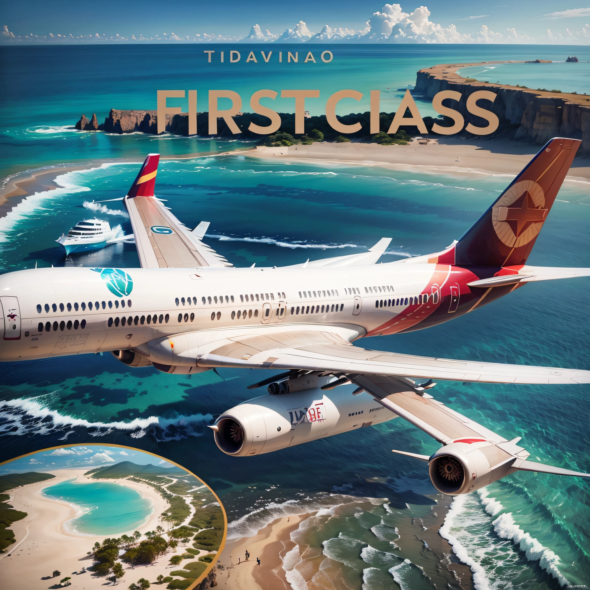 "Traveling the world first-class with savings"

Prompt Description: Picture an individual living the dream of near-free global travel, indulging in paradisiacal sceneries and first-class luxuries. The airlines are like an unraveled secret, allowing them to save substantially on their travels. Create a vividly colored and exciting image that captures the joy and thrill of effortless world travel, emphasizing the accessible luxuries of first-class. Include visual elements such as an airplane, exotic travel destinations, a passport perhaps, first-class tickets, and symbols of savings like coins or money notes. The image should convey the feel of freedom, discovery, and joy that traveling offers. --auto --s2