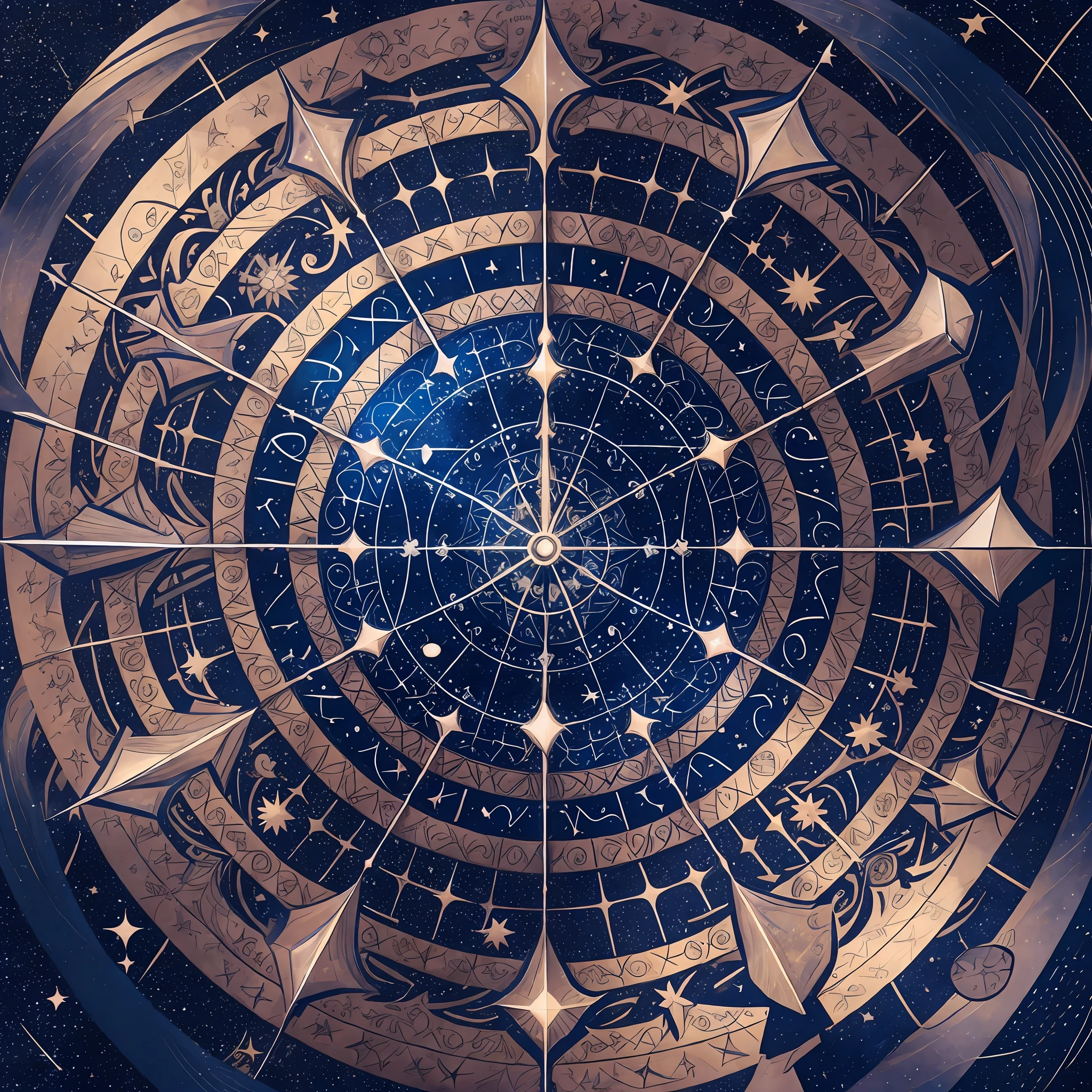 The image can show a starry sky with an astral clock, where the stars or constellations form the hands and indicate the time. This symbolic representation emphasizes the connection between time and the cosmos, highlighting the expansive and infinite nature of the universe. --auto --s2