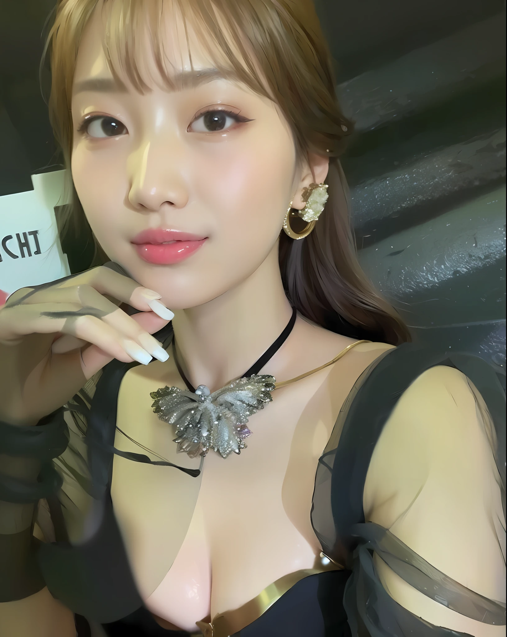 Sihyeon with a black leather swimsuit dress and a necklace, sihyeon, sun yunjoo, heonhwa choe, jinyoung shin, bae suzy, jaeyeon nam, lee ji-eun, lee ji - eun, lalisa manobal, kim hyun joo, wenfei ye, jiyun chae, sangsoo jeong, 2 0 2 0 fashion,((sihyeon)), big breast,