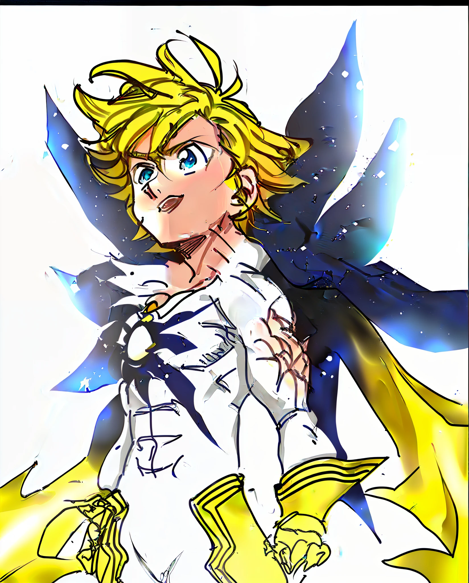 a close up of a cartoon character with a cape on, dio brando, russell dauterman, giorno giovanna, seven deadly sins anime, furio tedesschi, knights of zodiac girl, yami kawaii, official art, handsome guy in demon slayer art, high quality colored sketch, super sayan, demon slayer rui fanart