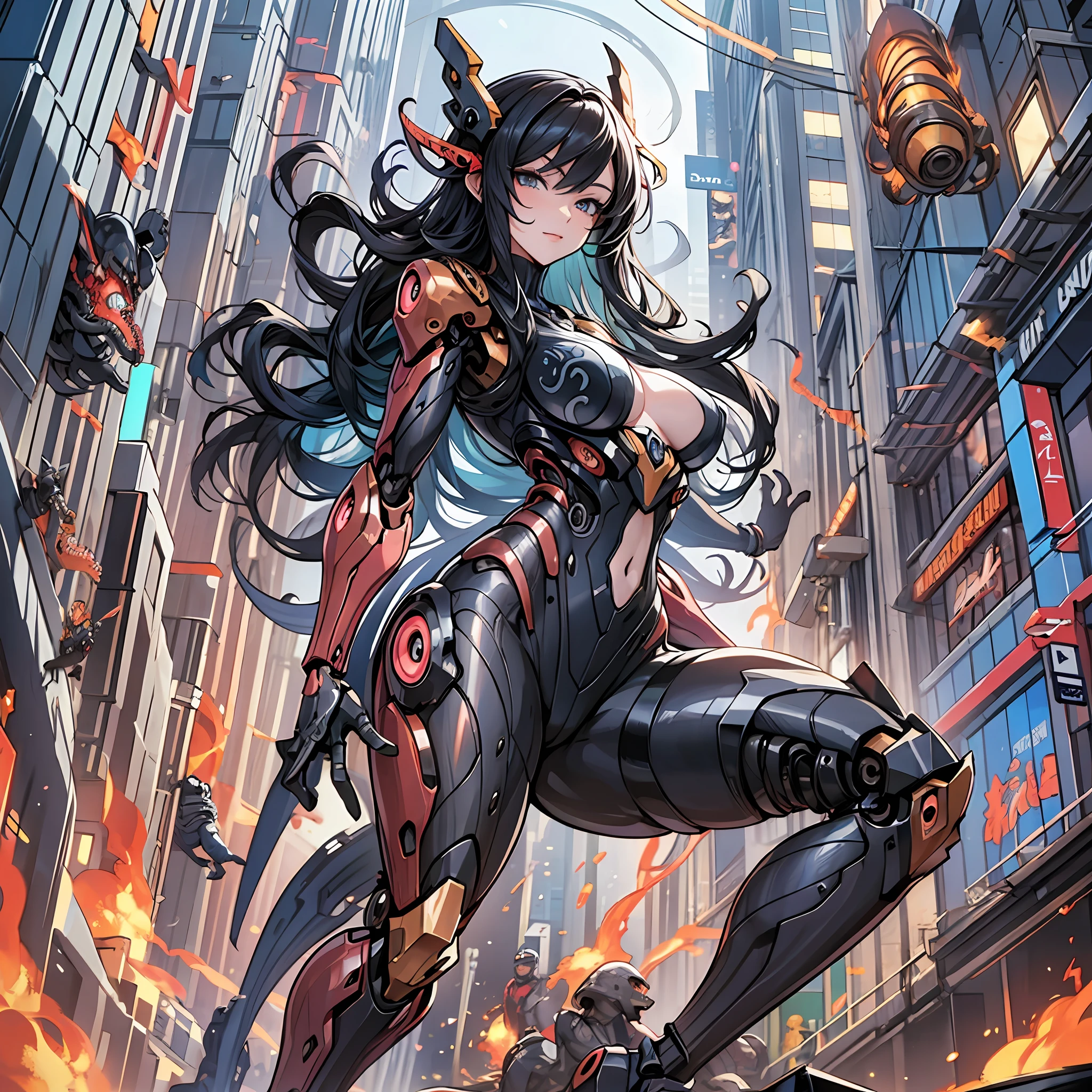 Woman in Mimic Octopus color costume, best anime 4K wallpaper, full body, cyberpunk octopus, mechanized valkyrie girl, biomechanical, highly detailed artgerm based on octopus, cyborg octopus, anime style 4k, octopus
