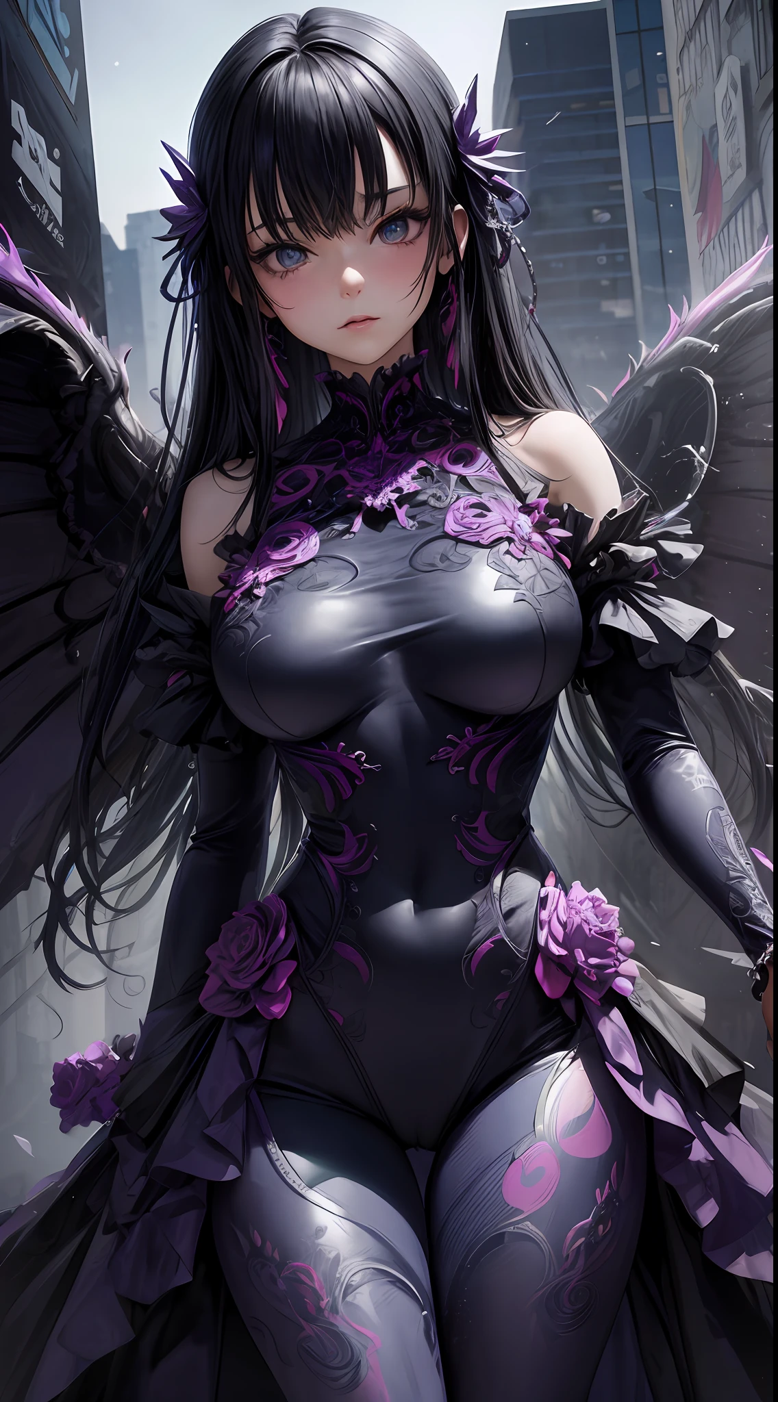 Nsfw, {{{{2girls}}}, {{hyper photo realistic}}, {hyper cute anime face}, {{masterpiece}}, {{superfine illustrations}}, {{hyper detailed very colorful hair}},  {{hyper detailed shape skin}}, {{detailed elaborately patterned beautiful eyes}}, {{hyper detailed cyberpunk colorful frill body dress}},{{Elaborately patterned mechanical wings}}, {{symmetrical reflection}}, ((slim waist)), }, cinematic angle, cinematic lighting, soft lens flare, depth of field, {{{hyper beautiful detailed cyberpunk city landscape}}}, {foggy}, {{Shining halo}},