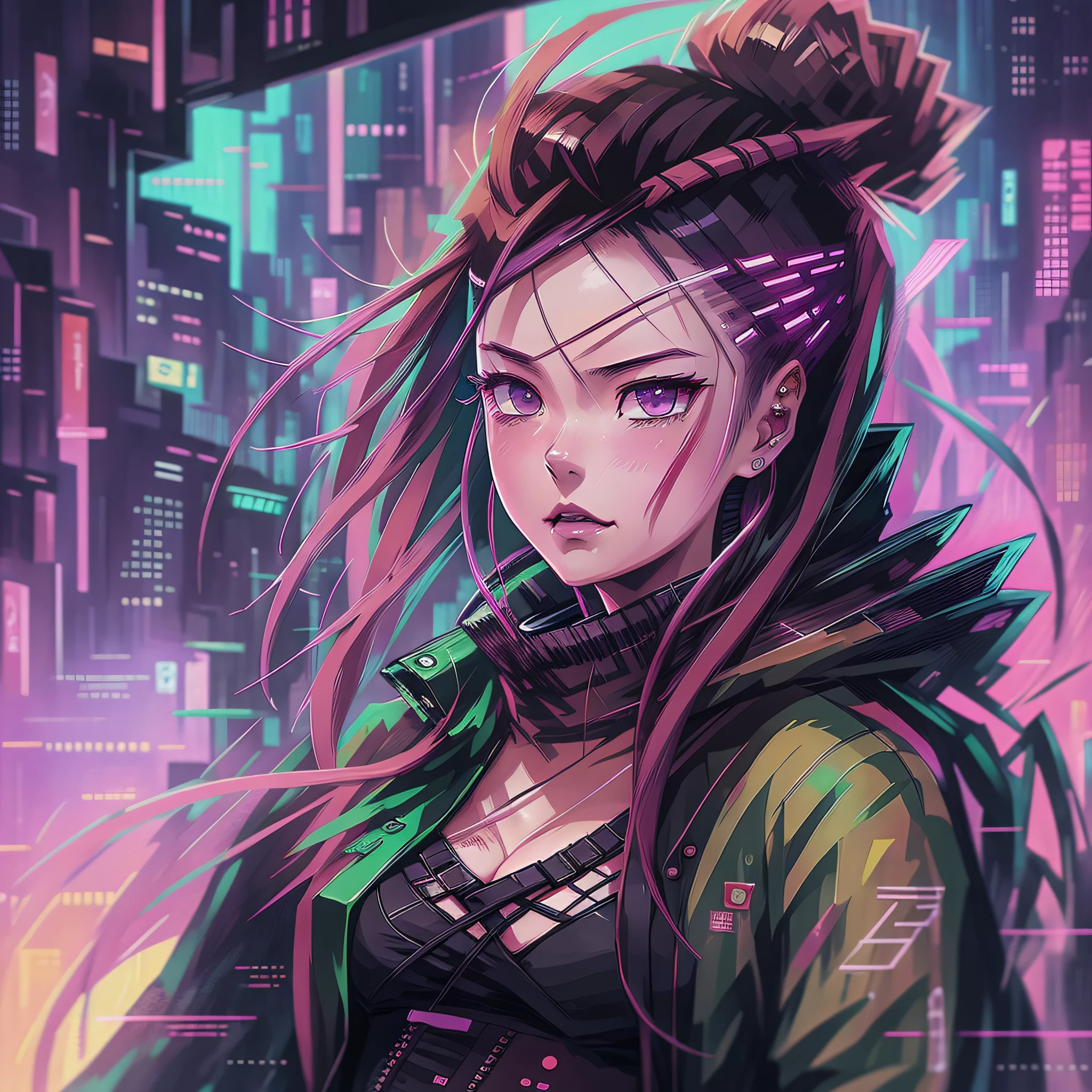 Art, demon slayer, anime, manga, character, anime art, manga art, cyberpunk, nezuko --auto --s2