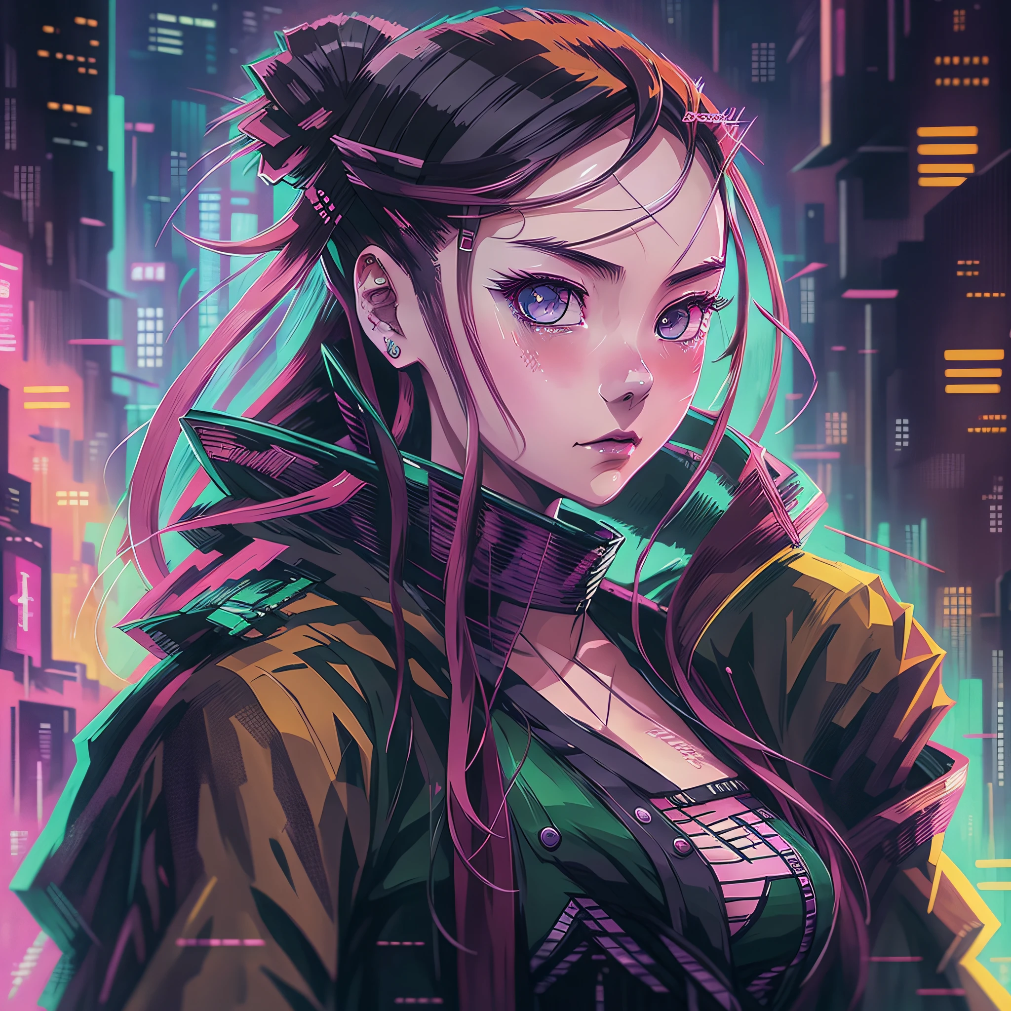 Art, demon slayer, anime, manga, character, anime art, manga art, cyberpunk, nezuko --auto --s2