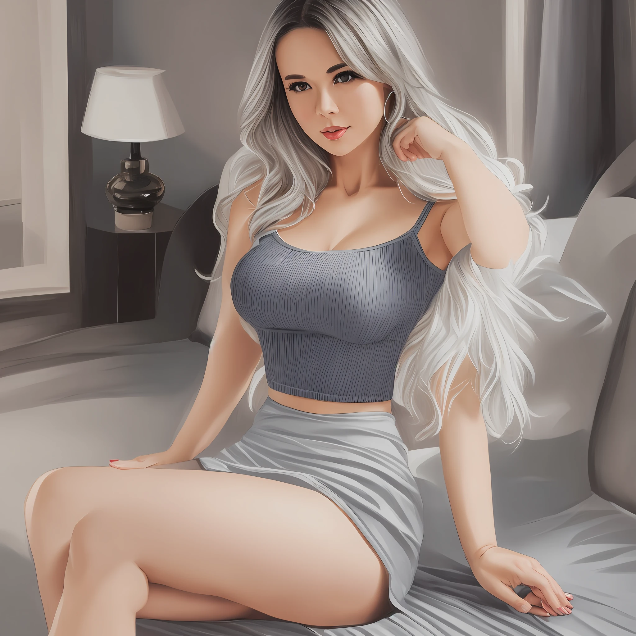 girl, caucasian , mature woman , white skin , wide full hip , narrow waist , mini formal grey tight skirt , full thighs , small breasts , tight t-shirt , realistic picture , end of twenties age --auto --s2