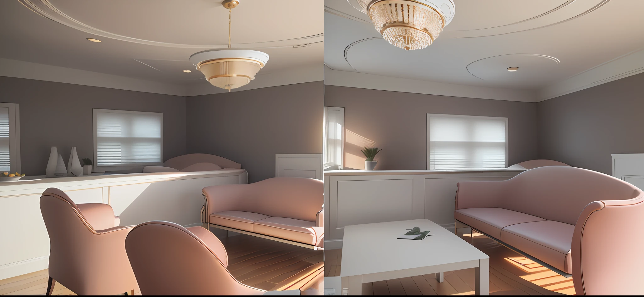there is a drawing of a dining room with a table and chairs, rendered lighting, raytraced 3d set design, modeled lighting, 3 d render even lit, detailed 3d render, detailed 3 d render, backside of scenography elements, raytraced lighting, dramatic lighting render, 3d final render, diffuse lighting, ambient reflective occlusion