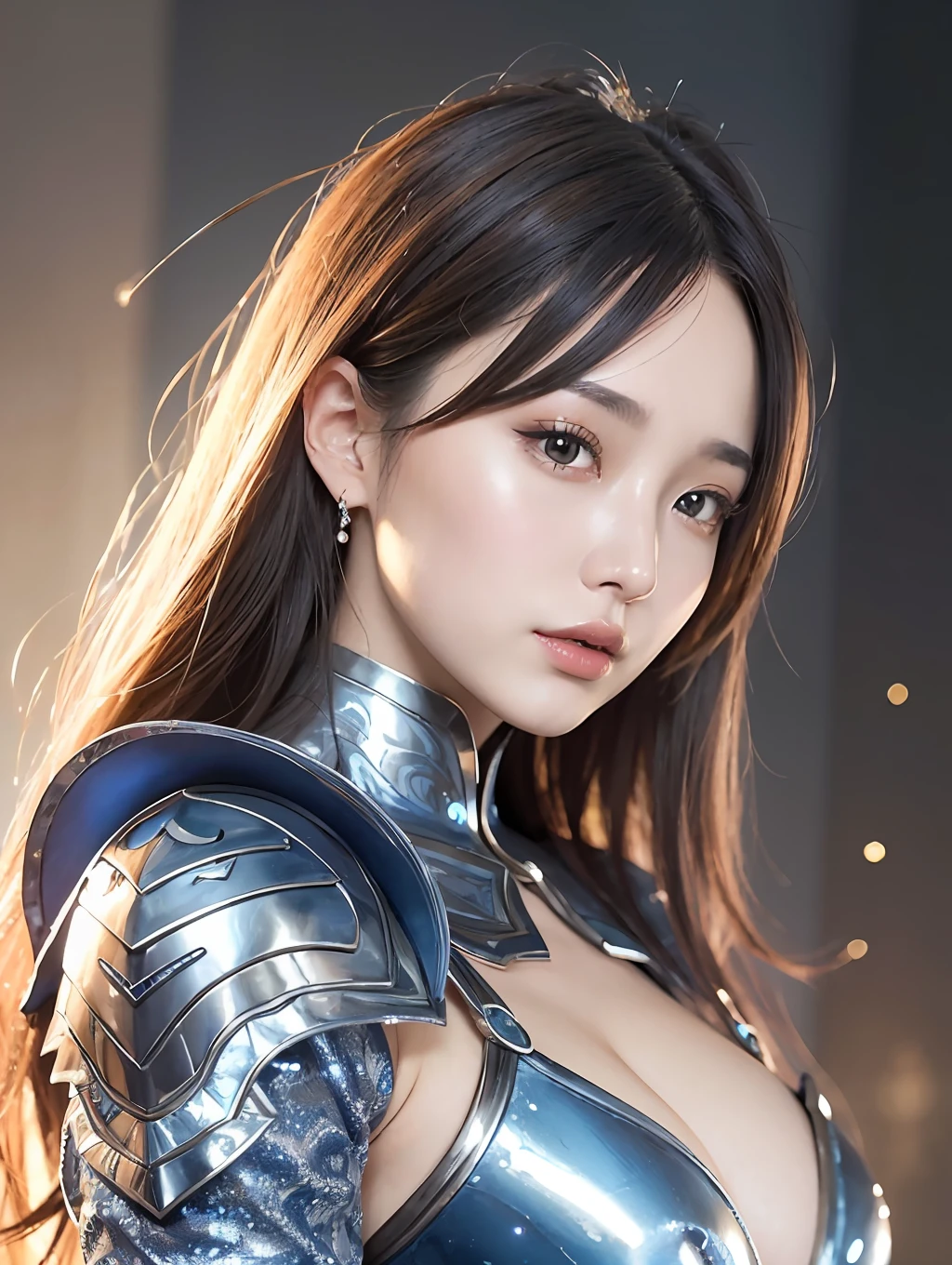 a close up of a woman in a silver and blue dress, chengwei pan on artstation, by Yang J, detailed fantasy art, stunning character art, fanart best artstation, epic exquisite character art, beautiful armor, extremely detailed artgerm, detailed digital anime art, artgerm on artstation pixiv, armor girl