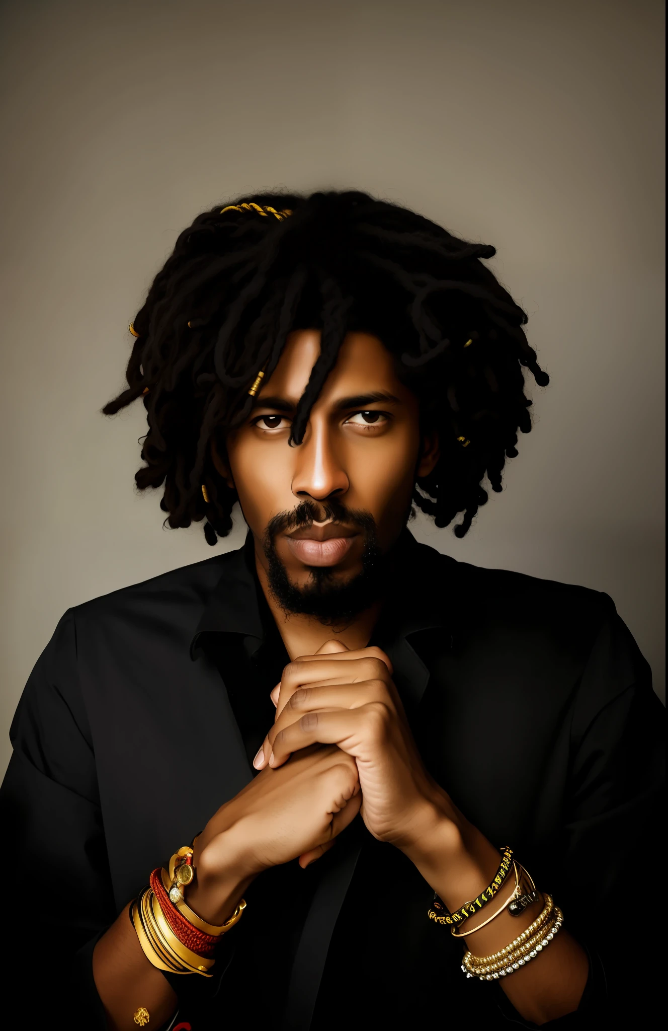 arafed man with dreadlocks and a black shirt, a black man with long curly hair, taken in the early 2020s, black man with afro hair, east african man with curly hair, zack de la rocha, inspired by Charles Martin, jeffery smith, rodney matthew, dreadlock black hair, georges mathieu